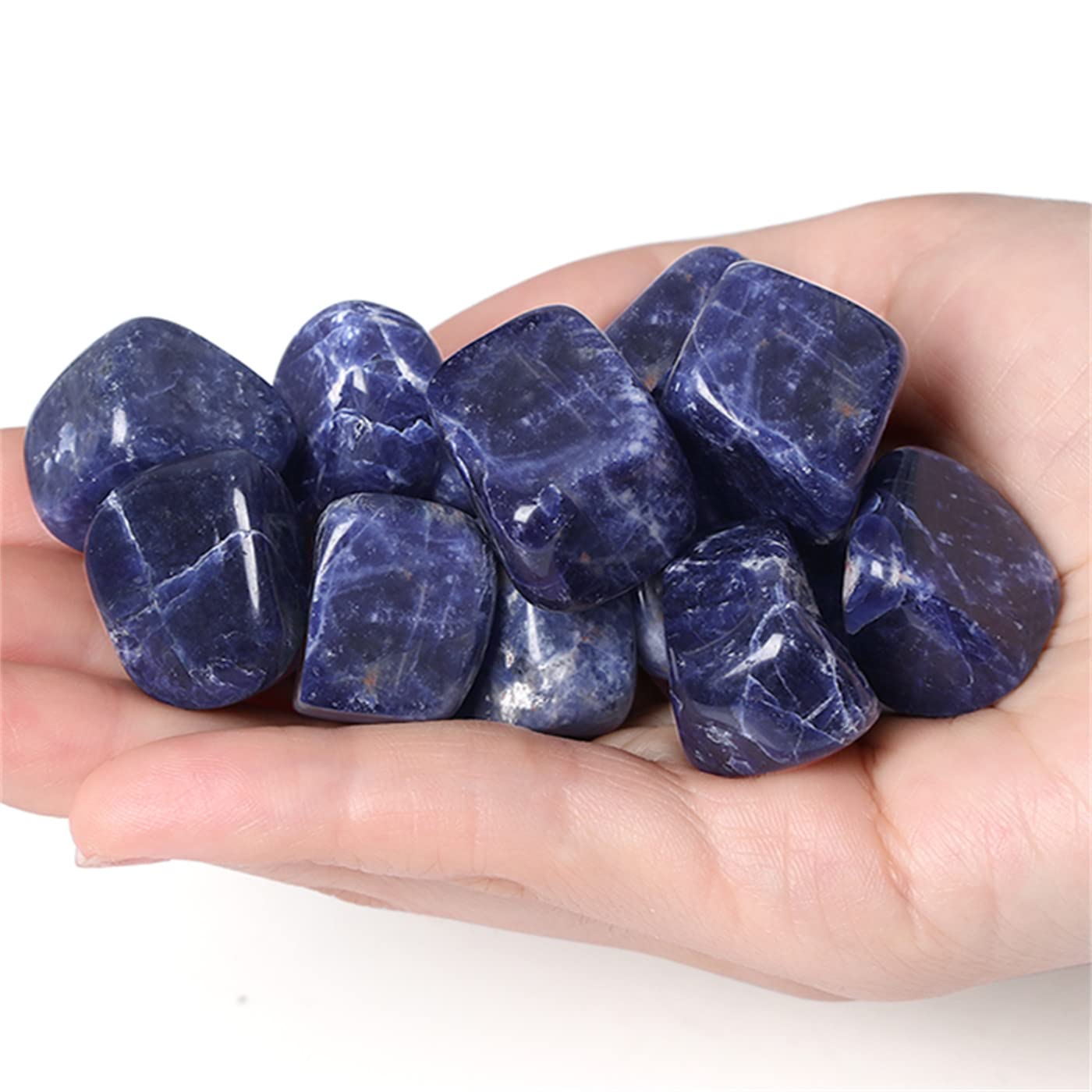 YATOJUZI sodalite bleue, texture polie, parfaite pour décoration et équilibre.