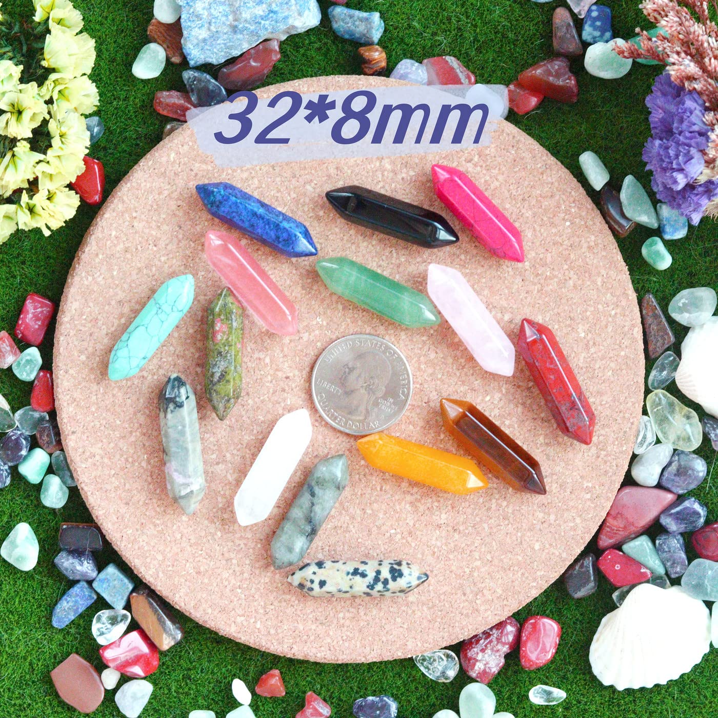 YATOJUZI lapis lazuli avec pointe hexagonale, intuition et communication.