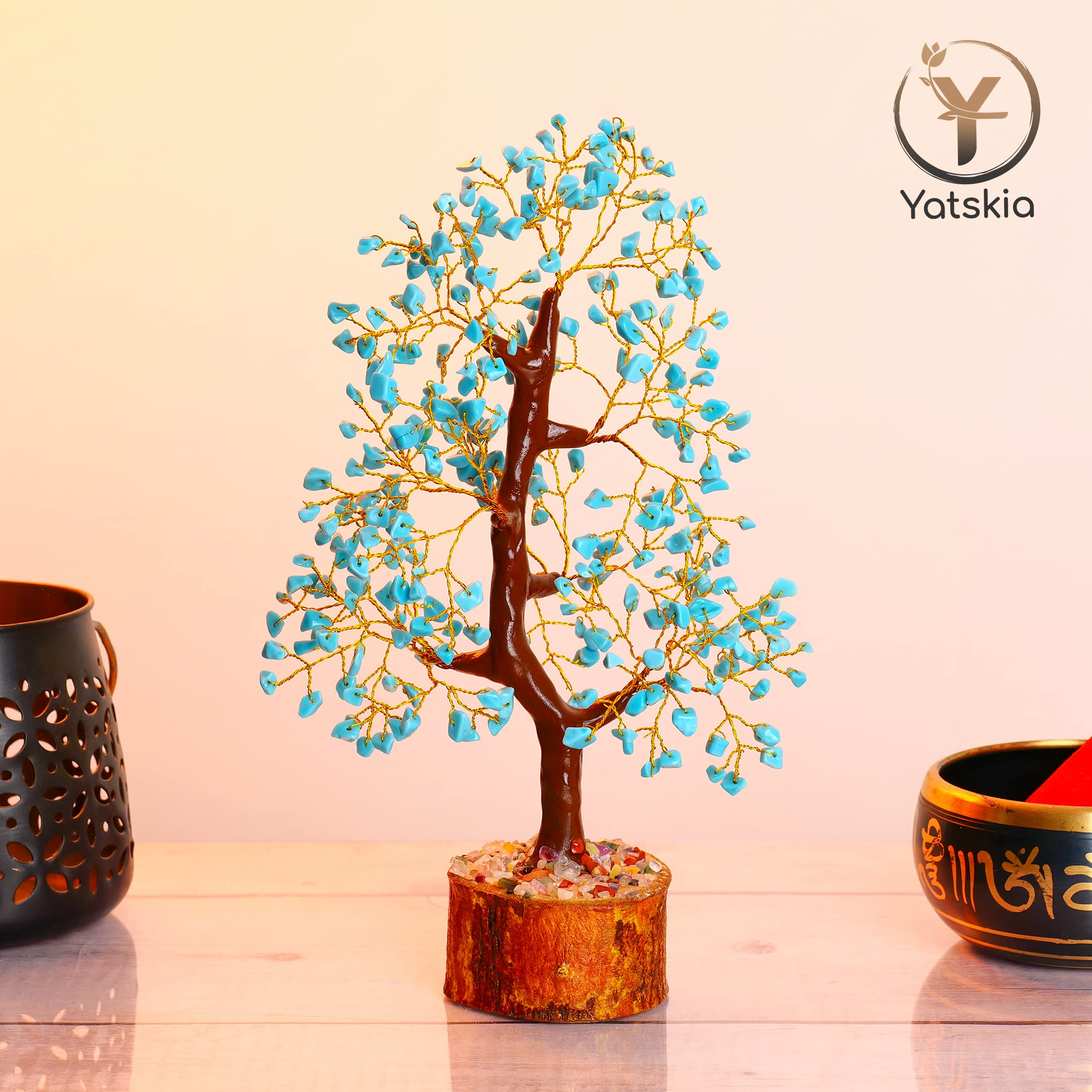 YATSKIA base bois et structure dorée, support stable pour décoration intérieure