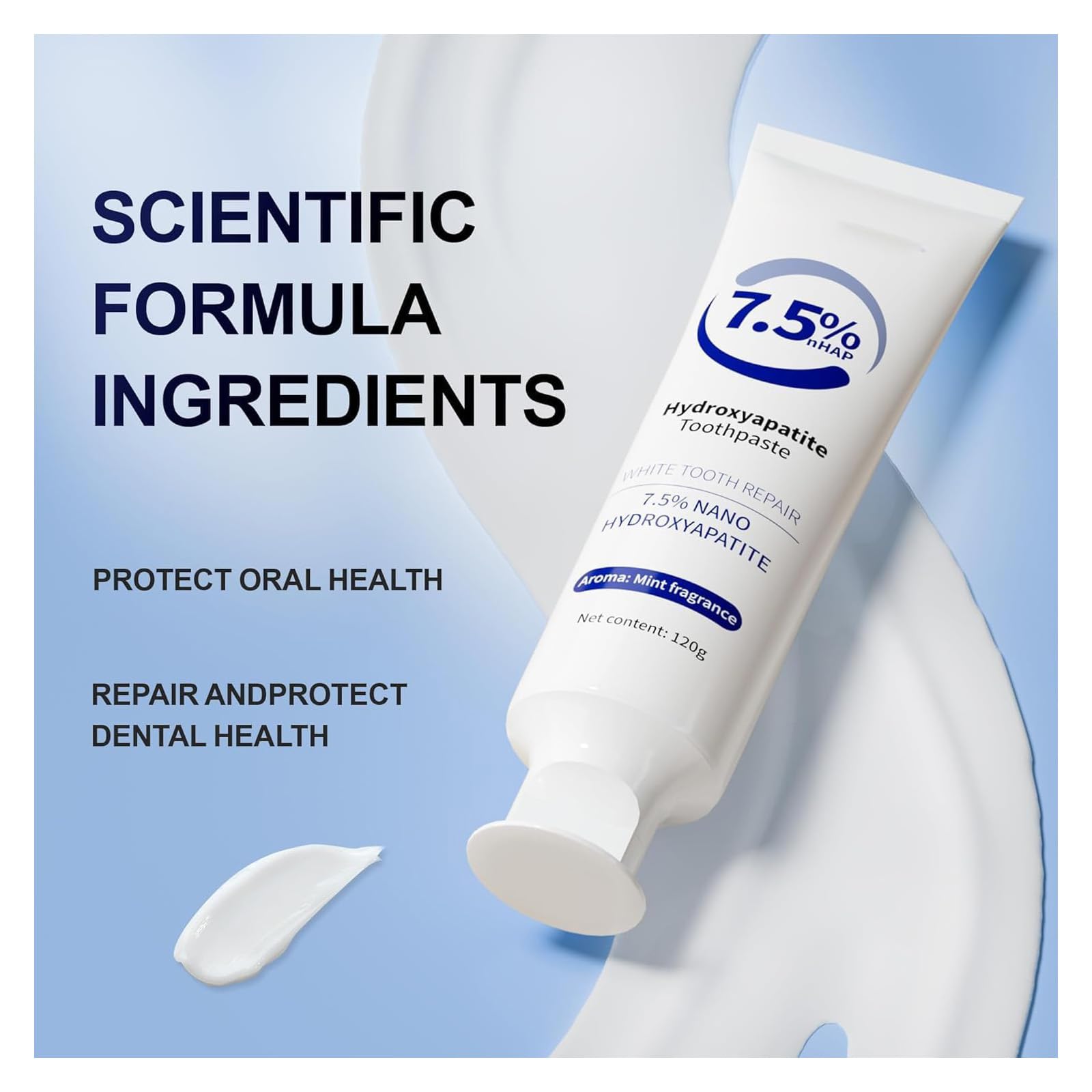 Yawlex dentifrice hydroxyapatite – tube visible, soin doux pour les dents sensibles.