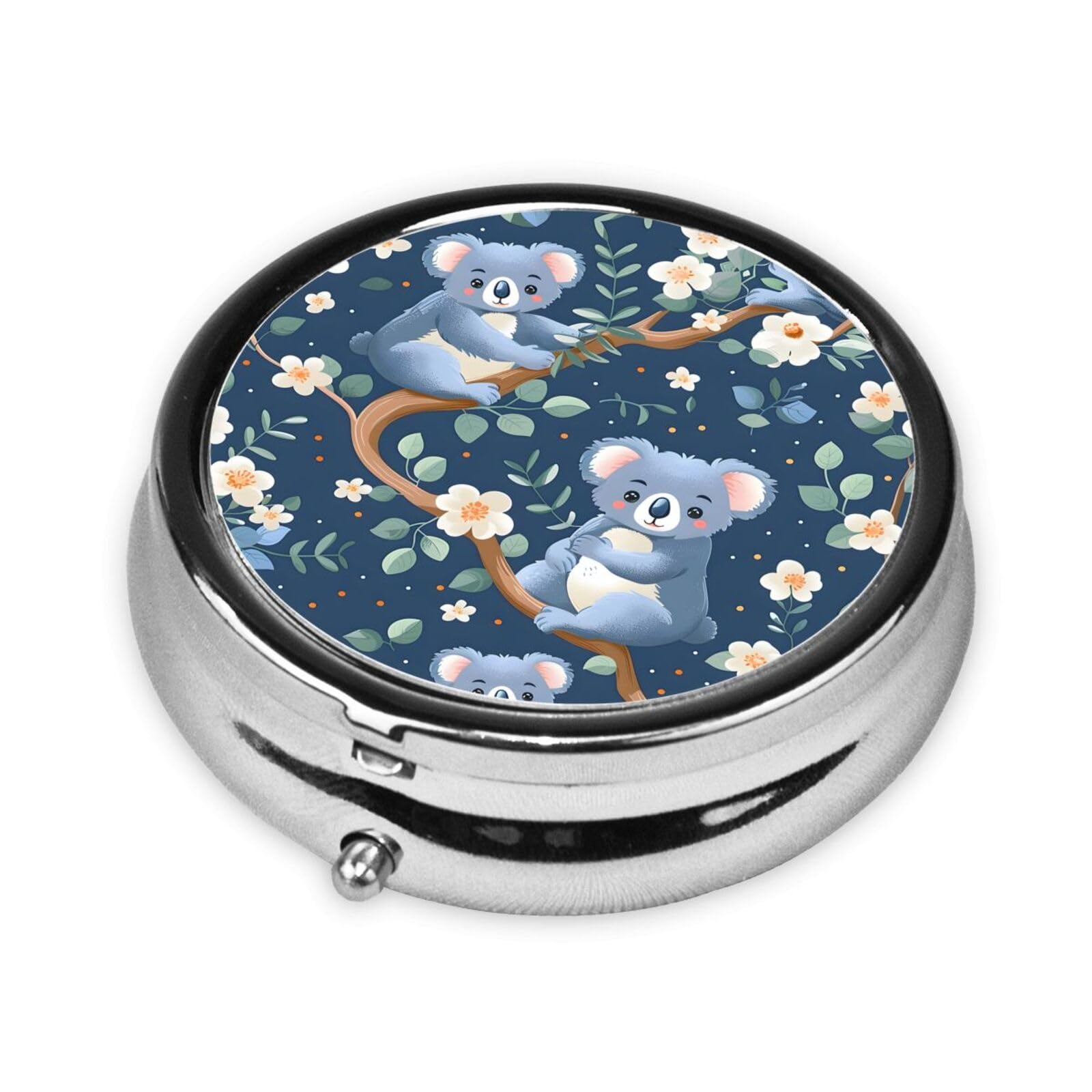 Boite pilules portable Koala Fleurs de Yaxongx, idéale pour voyager.