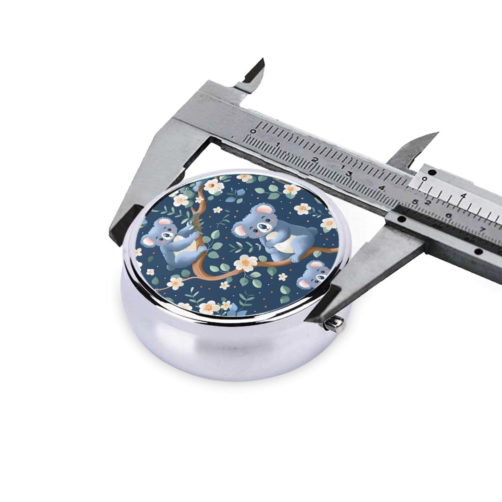 Etui compact Koala Fleurs de Yaxongx pour petites pilules et vitamines.