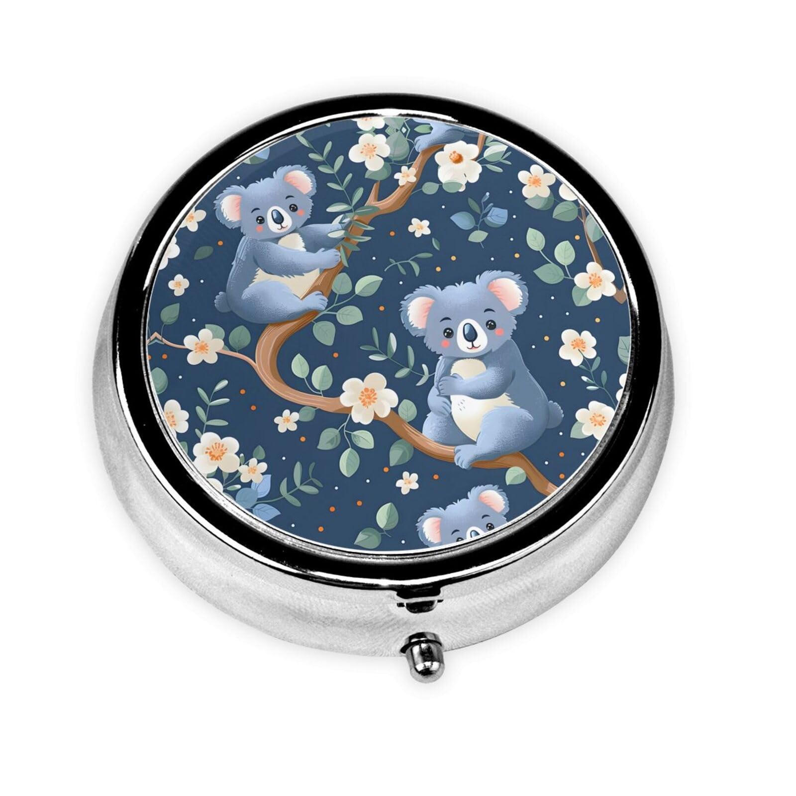 Etui pilules Koala Fleurs de Yaxongx avec 3 compartiments, pratique et sécurisé.