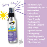 YAYA ORGANICS Baby Bug Ban, application sans aérosol, pratique à utiliser sur bébé.