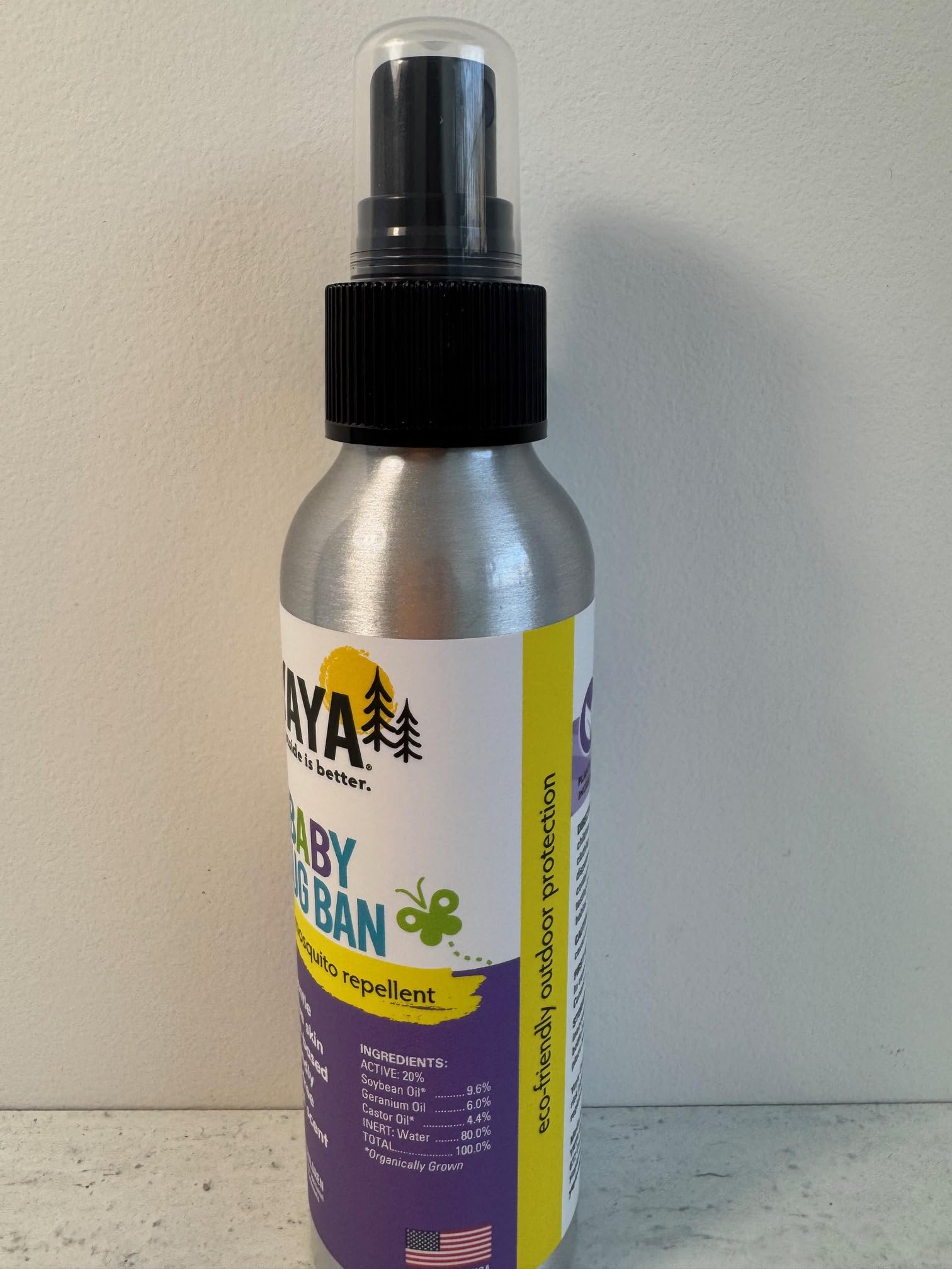 YAYA ORGANICS Baby Bug Ban fabriqué aux États-Unis, vegan et non testé sur les animaux.