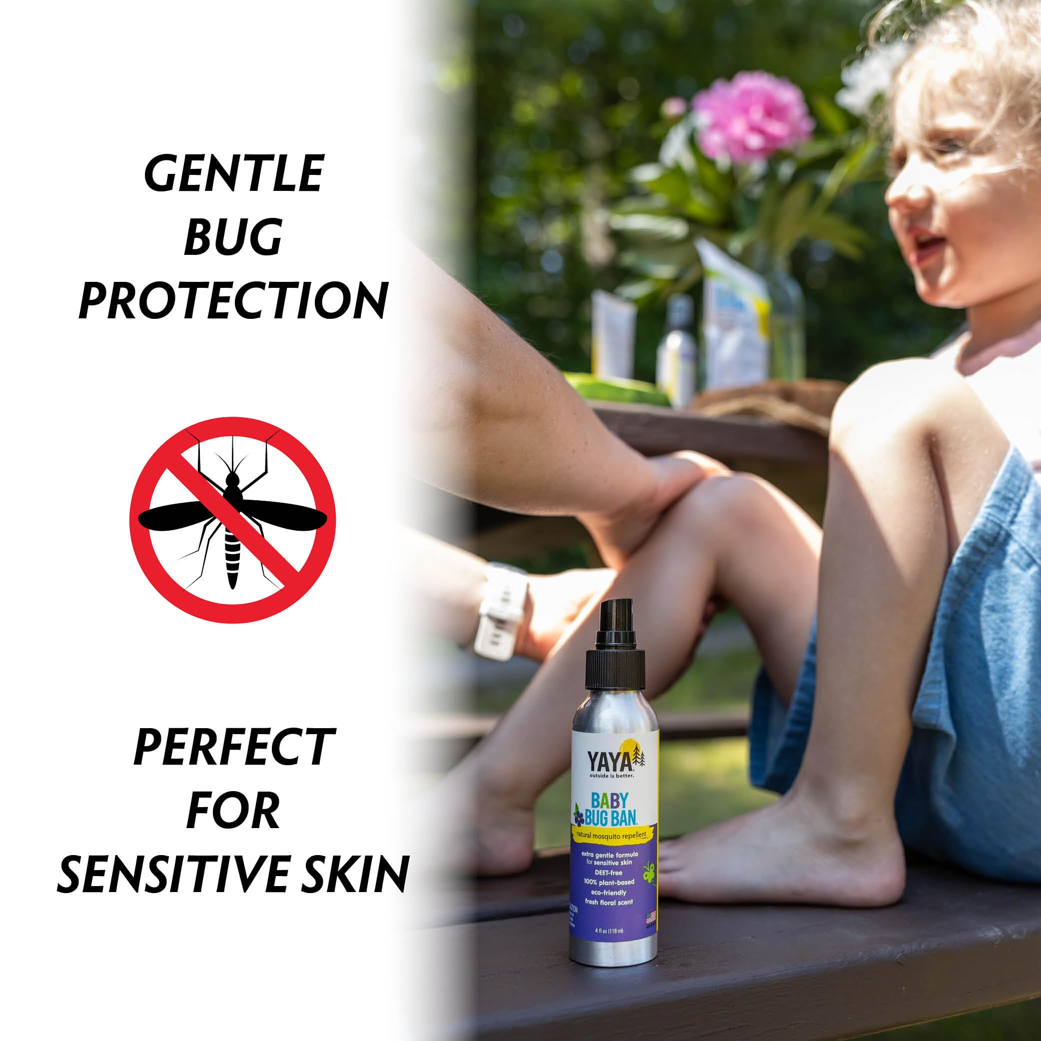 Sans DEET, YAYA ORGANICS Baby Bug Ban respecte une approche végétale.