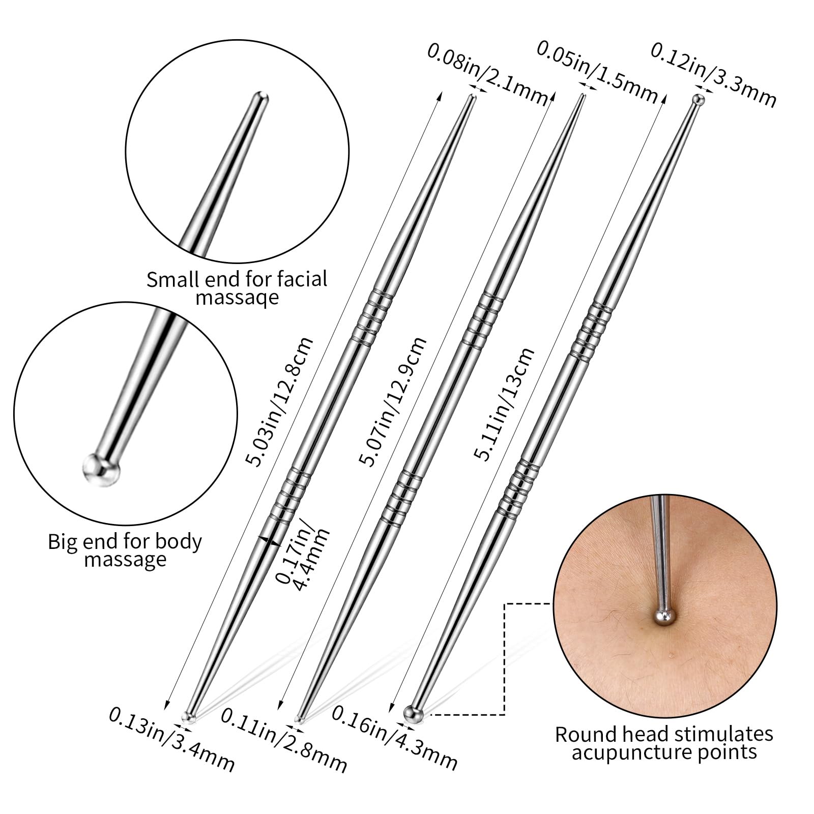 YBEATY stylo massage visage double tête, conçu pour relaxer les muscles du visage.