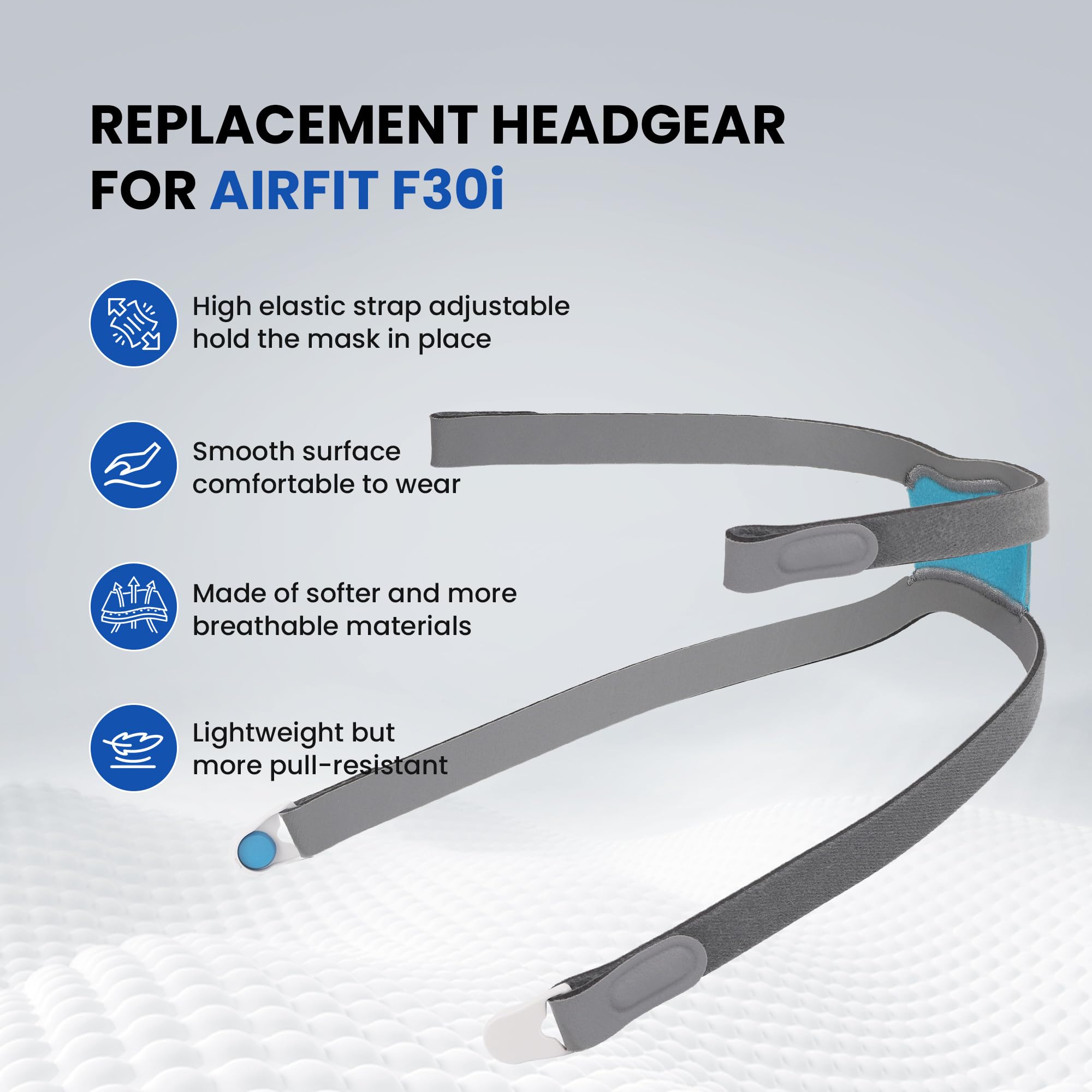 YBWM AirFit F30i headgear élastique, douceur et extensibilité pour la nuit.