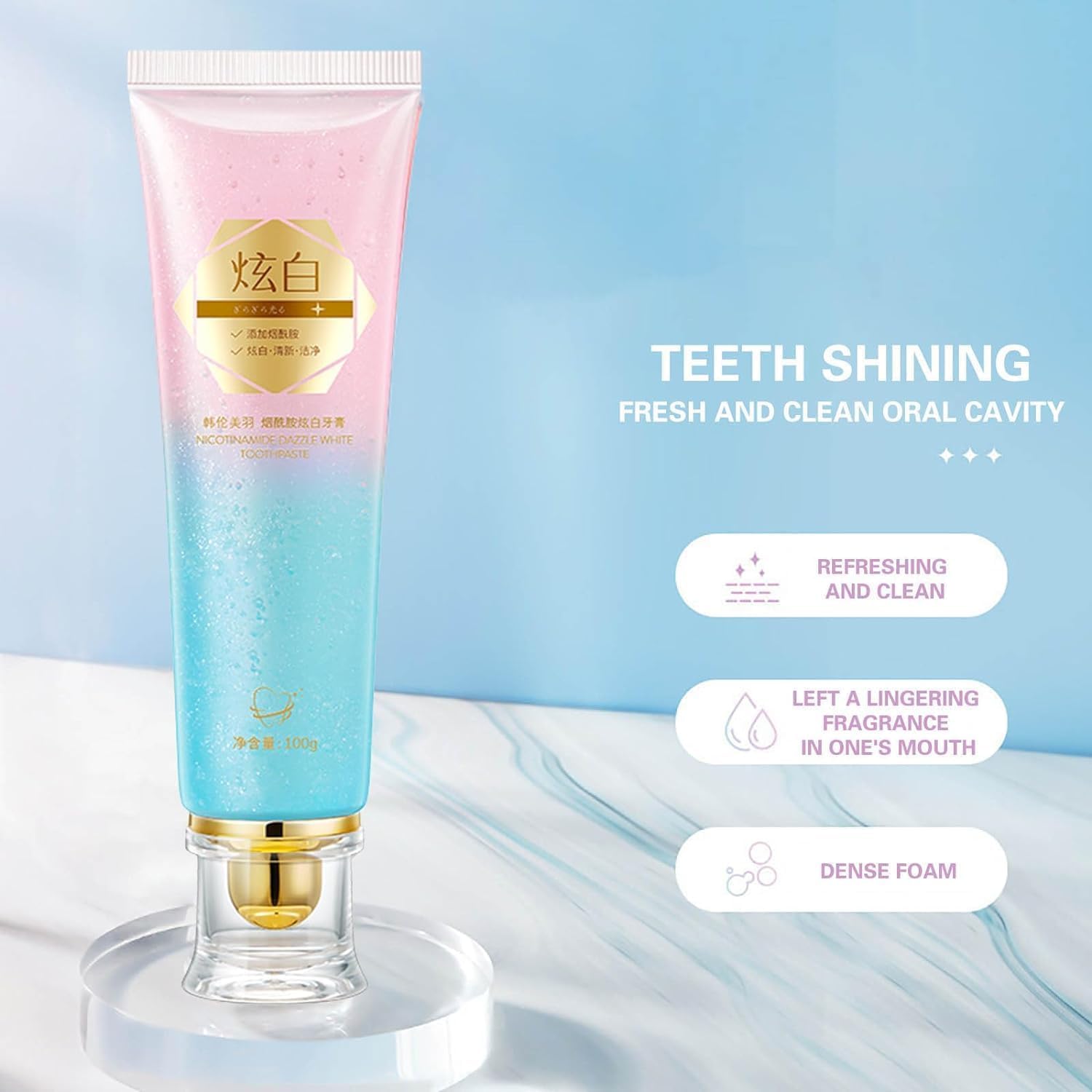 Dentifrice Niacinamide haleine fraîche après le brossage.
