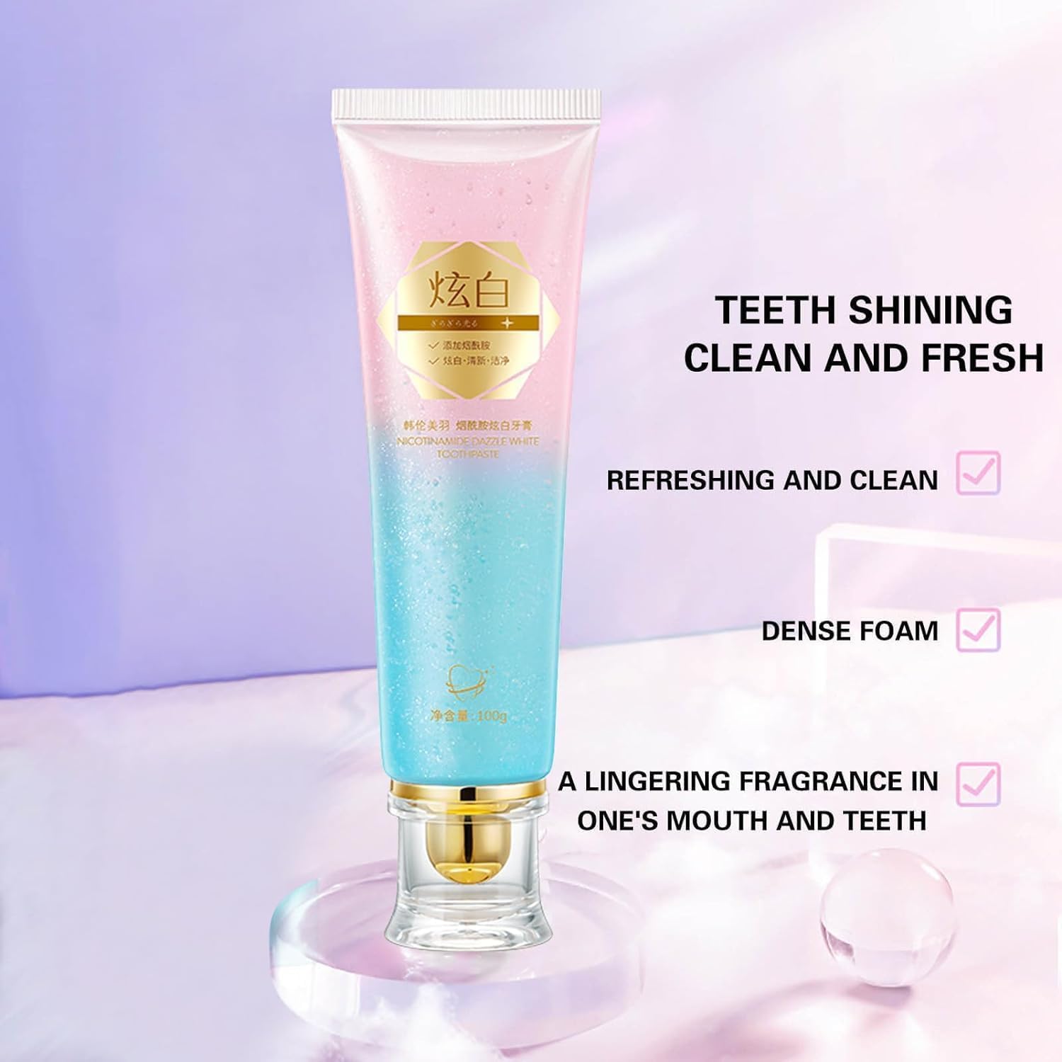 Dentifrice Niacinamide texture crème, douceur agréable au brossage.
