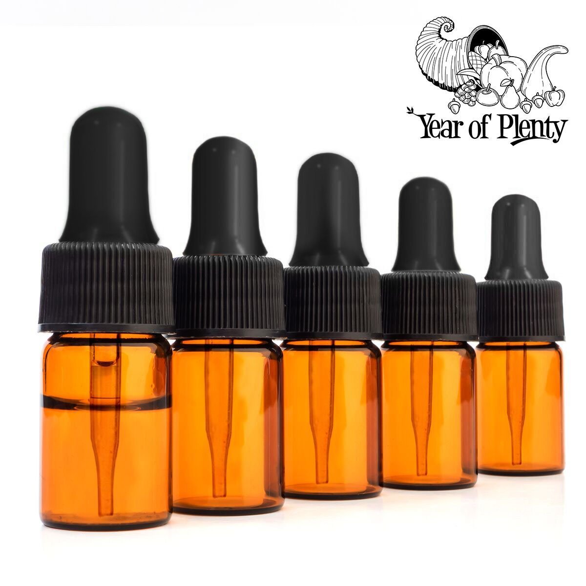 Lot Year of Plenty goutteurs en verre – 12 pièces compatibles flacons 5ml.