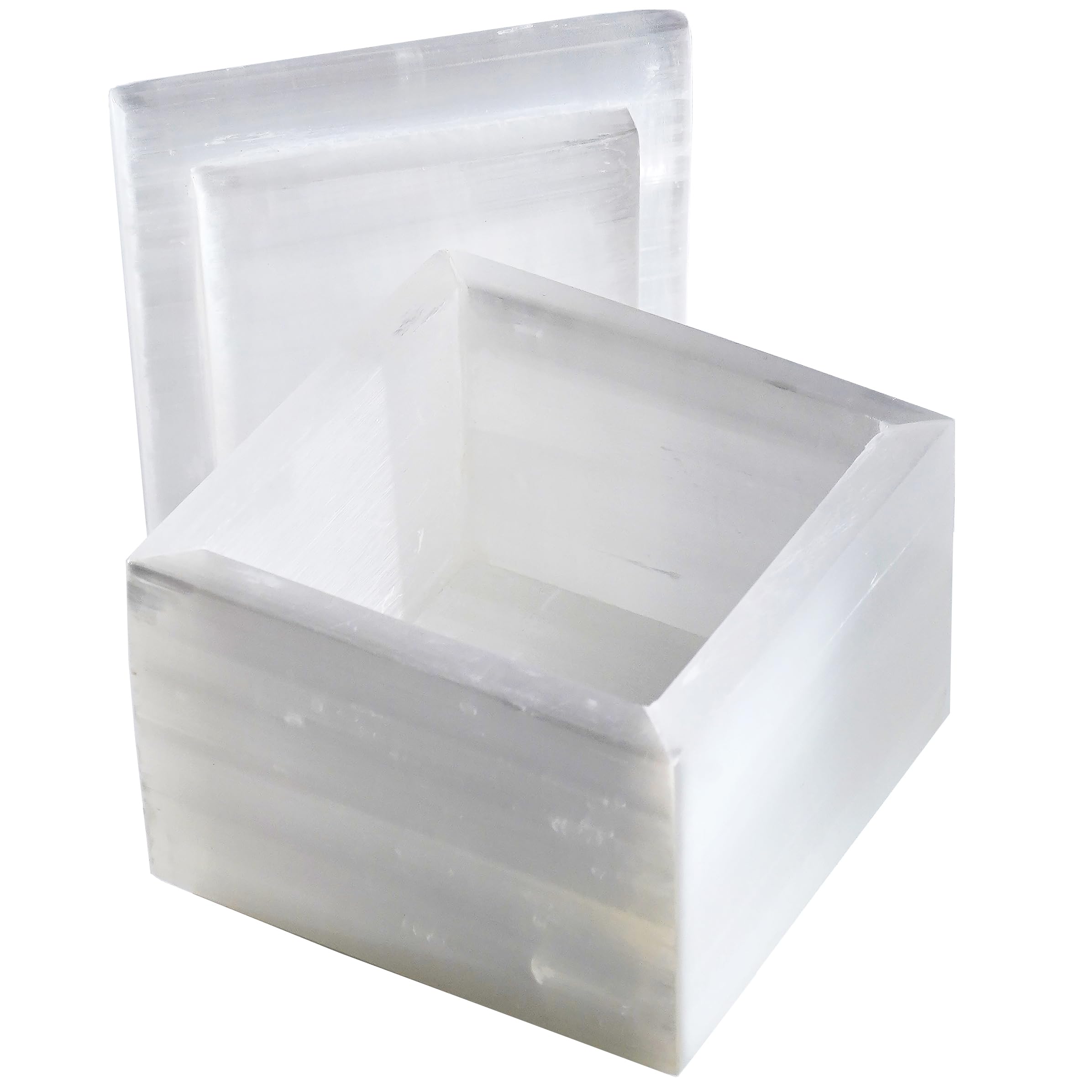 YeasHome boit e cristal selenite 4 pouces avec couvercle, rangement élégant pour bijoux et pierres