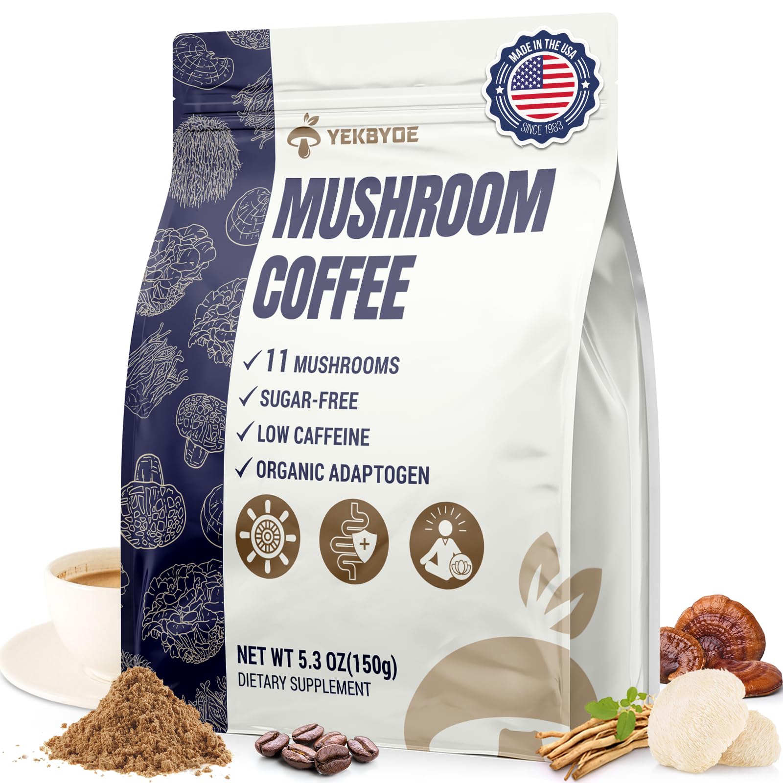 YEKBYOE café champignons 11 superaliments – énergie durable et réconfort.