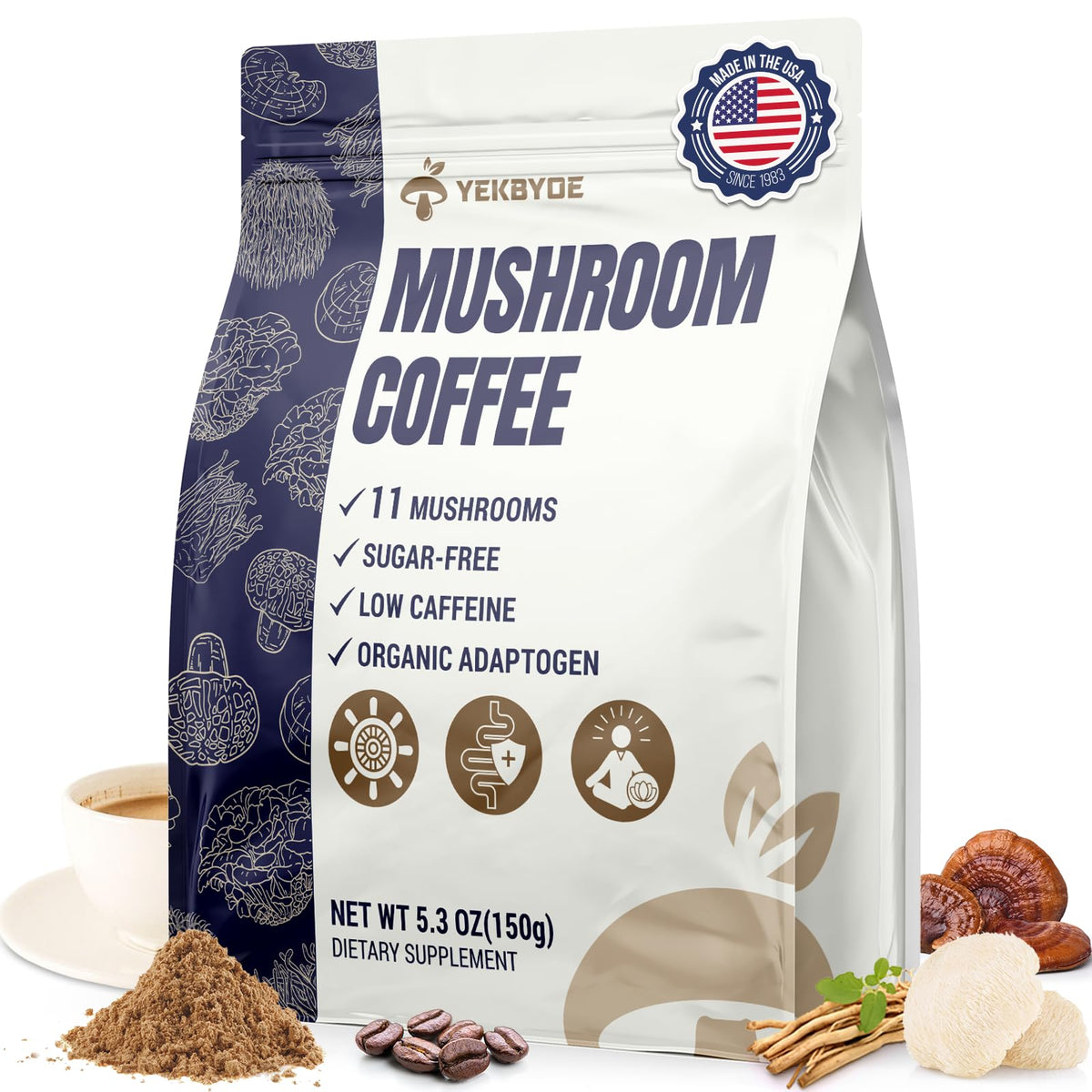 YEKBYOE café champignons 11 superaliments – énergie durable et réconfort.