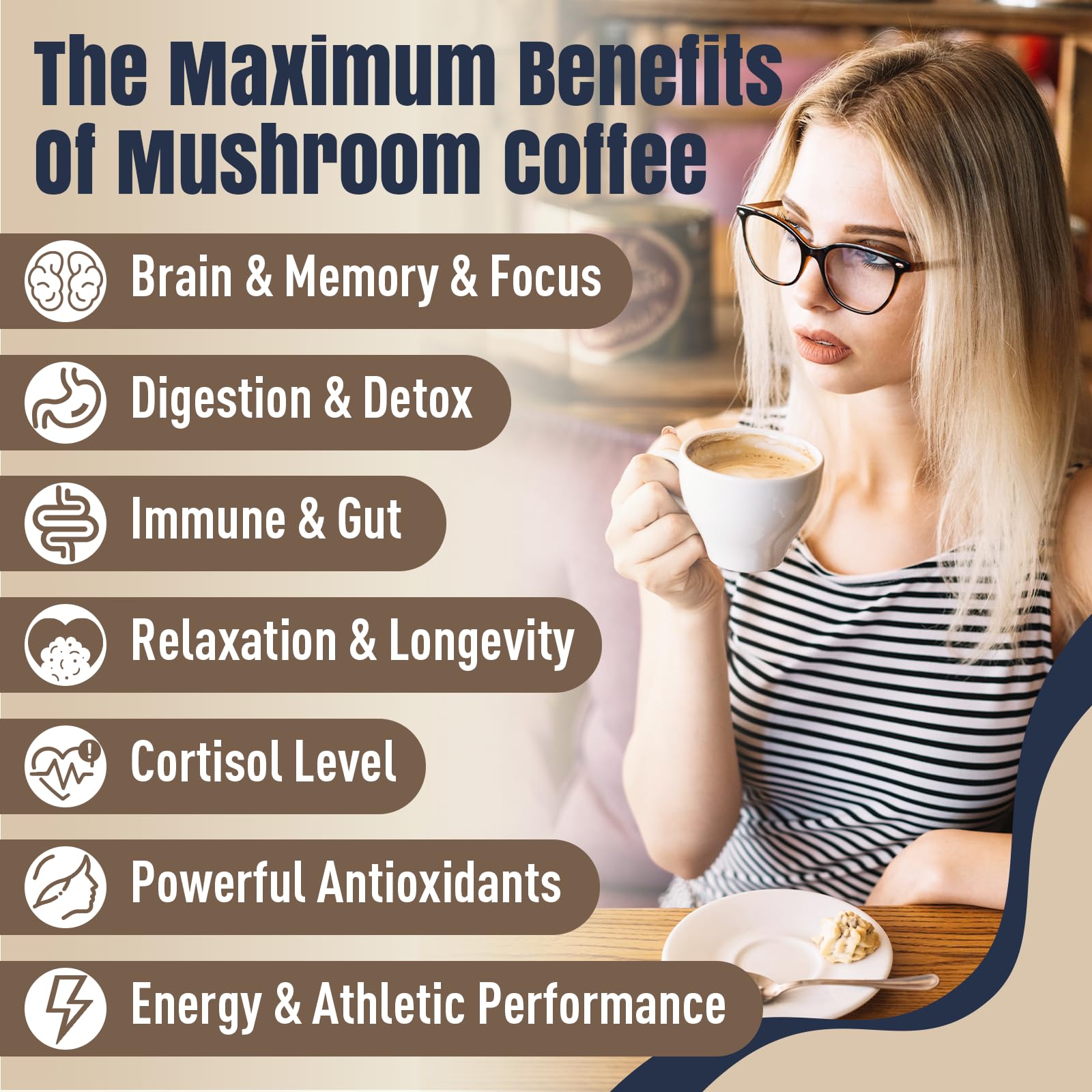 YEKBYOE café champignons faible caféine pour une routine quotidienne.
