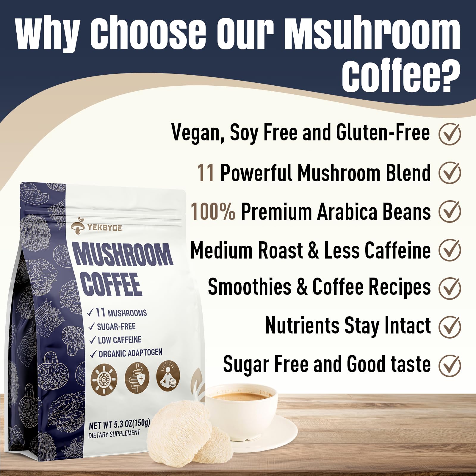 YEKBYOE café champignons ingrédients bio et naturels.