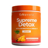 yeLOWMATE Nuvora-poudre-boisson-ananas emballage: soutien digestif doux et pratique.