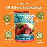 Yemaya Gel Algue de Mer Fraise, gros plan sur les fruits et la couleur naturelle.