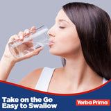 Bienfaits digestifs Yerba Prima Fiber Plus Senna, flacon et gestes quotidiens.