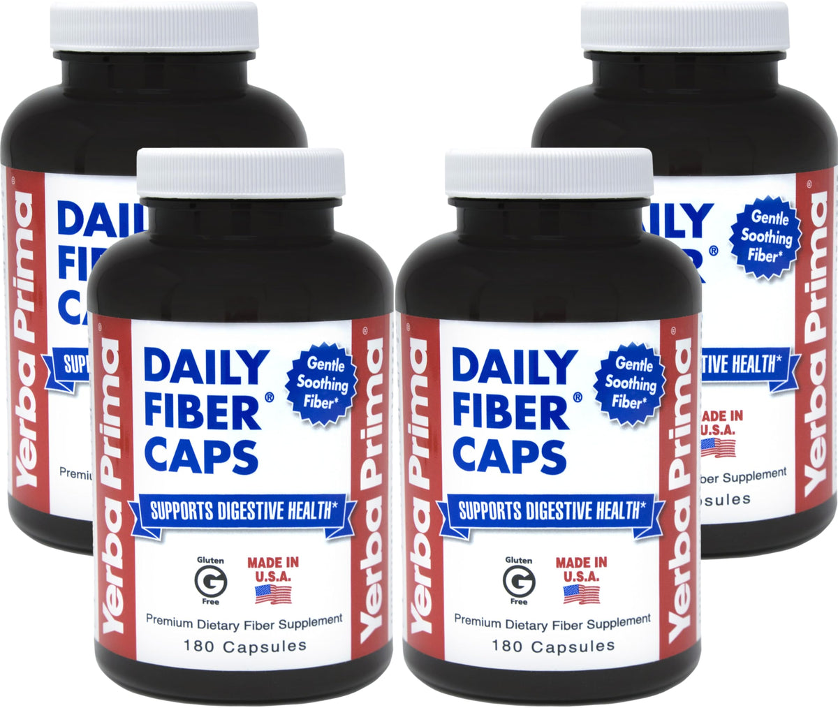 Capsules Yerba Prima fibres quotidiennes pack4 soutiennent la régularité digestive