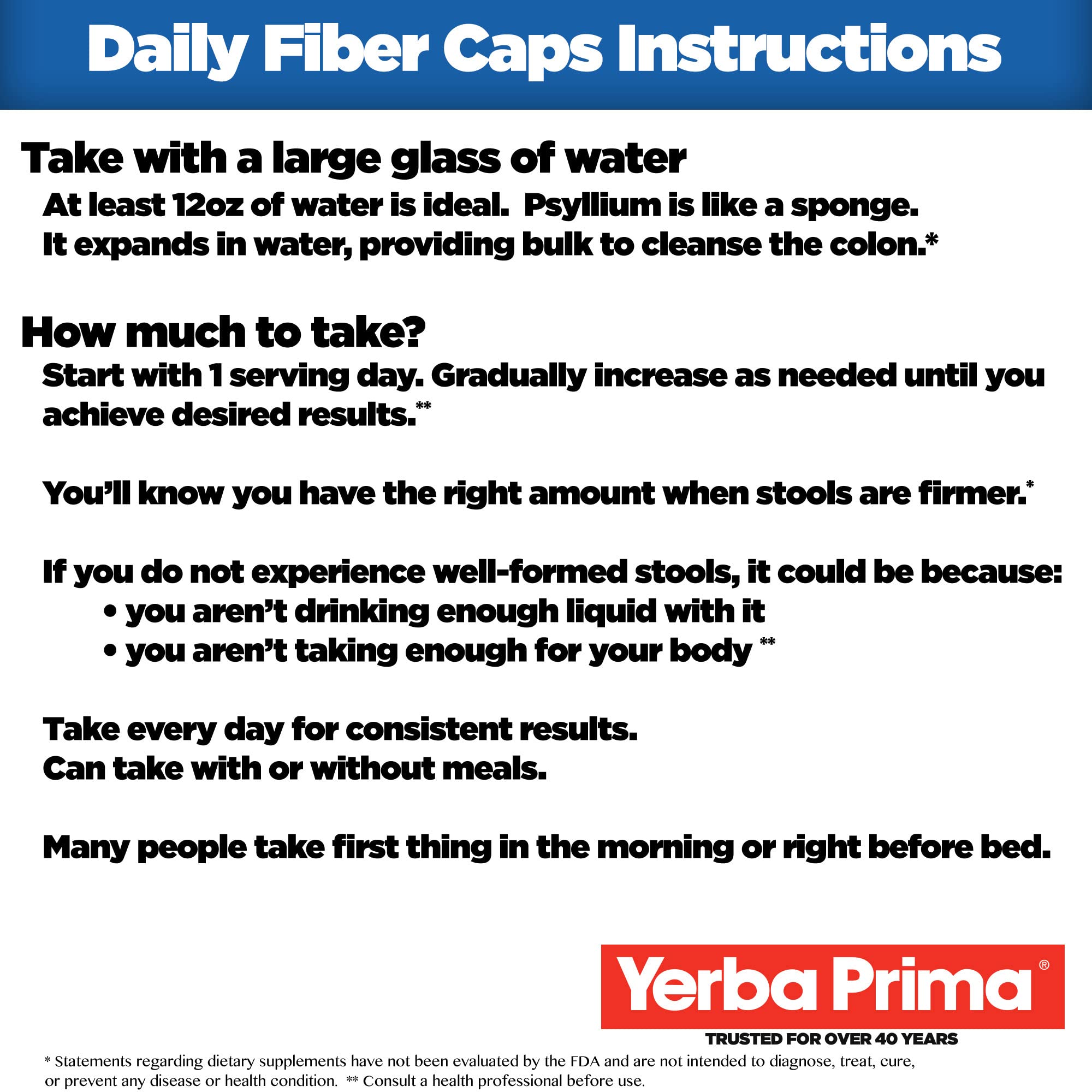 Yerba Prima Daily Fiber Caps: ingredients visibles, mélange de fibres variées