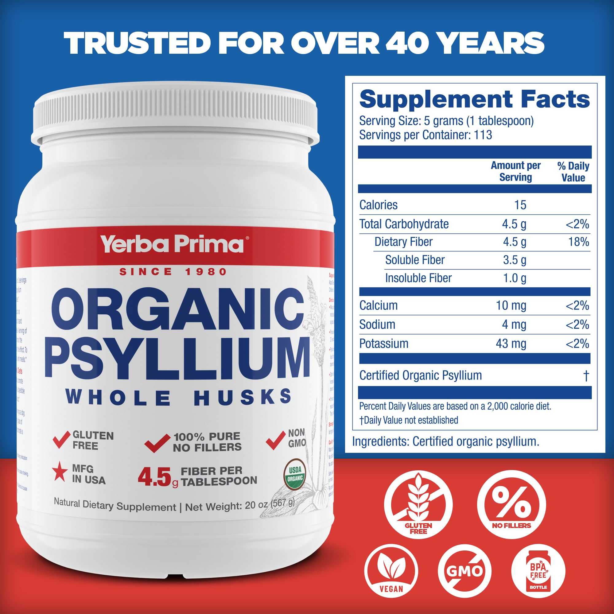 Emballage biologique certifié Yerba Prima psyllium
