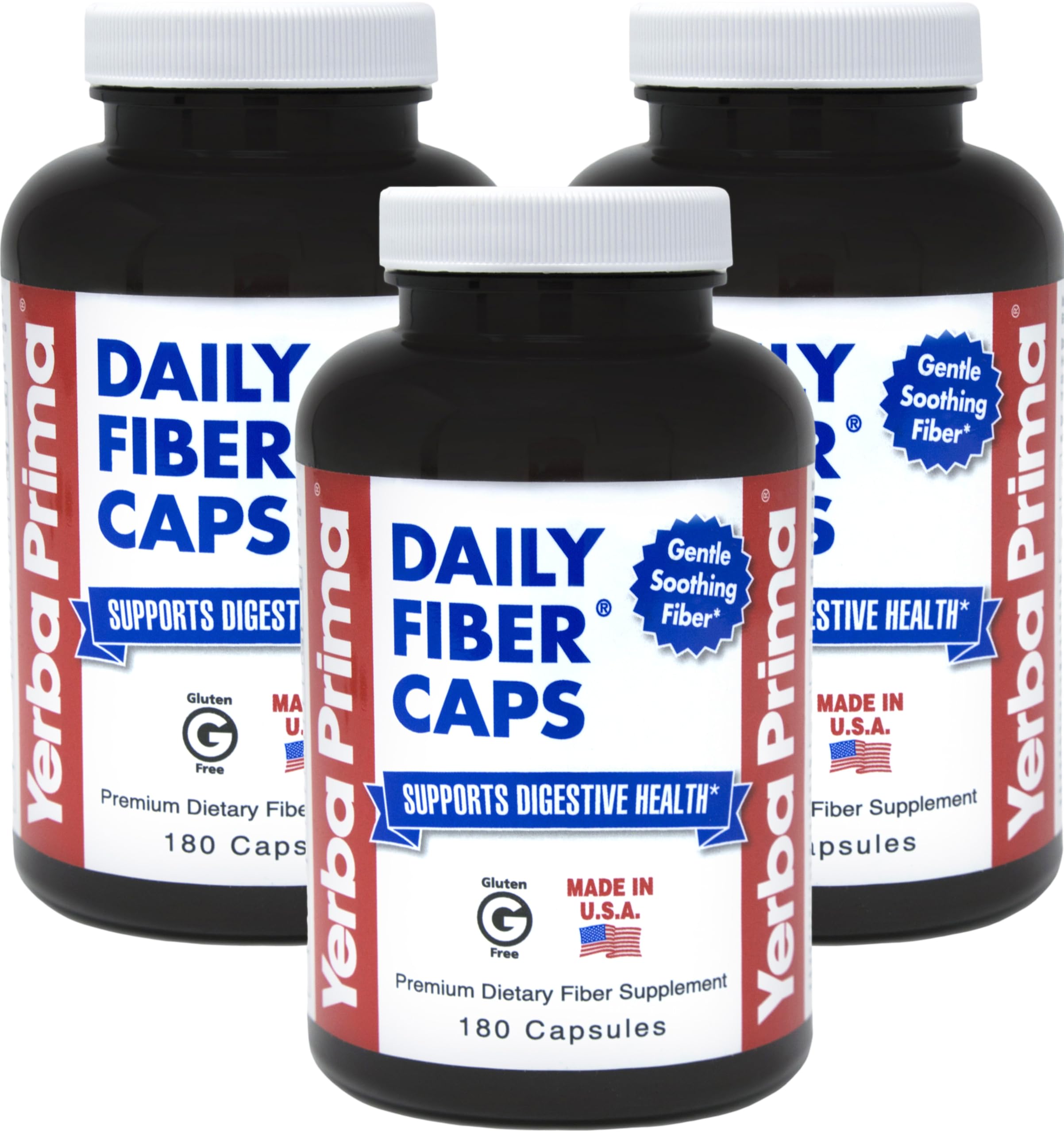 Yerba Prima gélules fibre quotidienne, pack de 3, soutien potentiel à la régularité.
