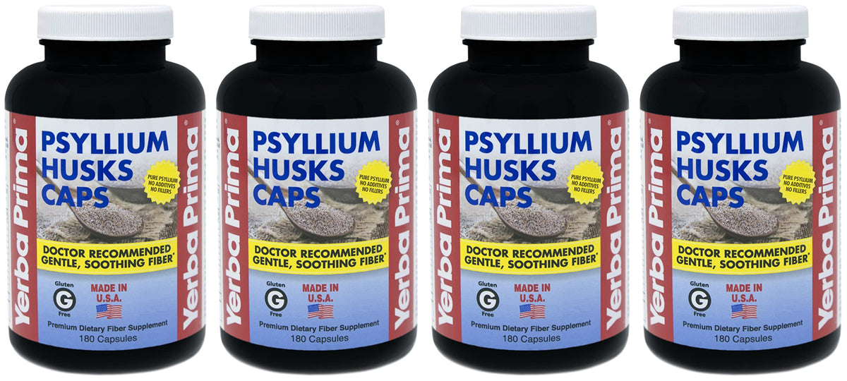 Gélules Yerba Prima Psyllium pour soutenir la régularité quotidienne.