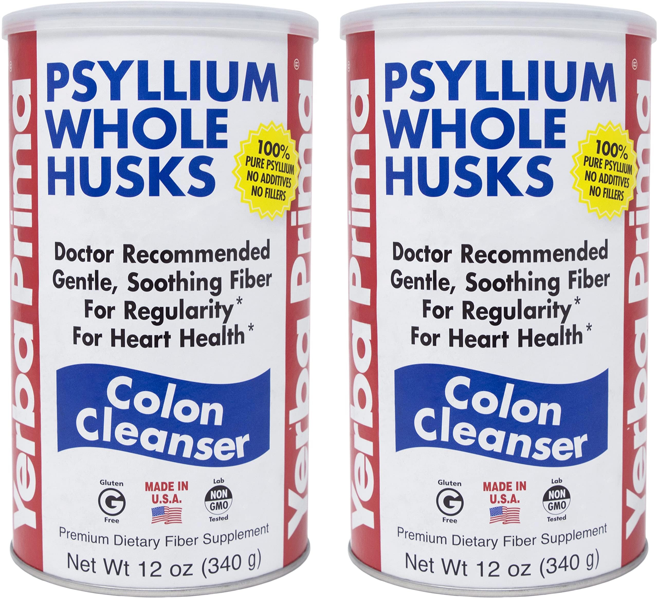 Yerba Prima Psyllium Coque, bouteilles 2, soutien pratique à la régularité.