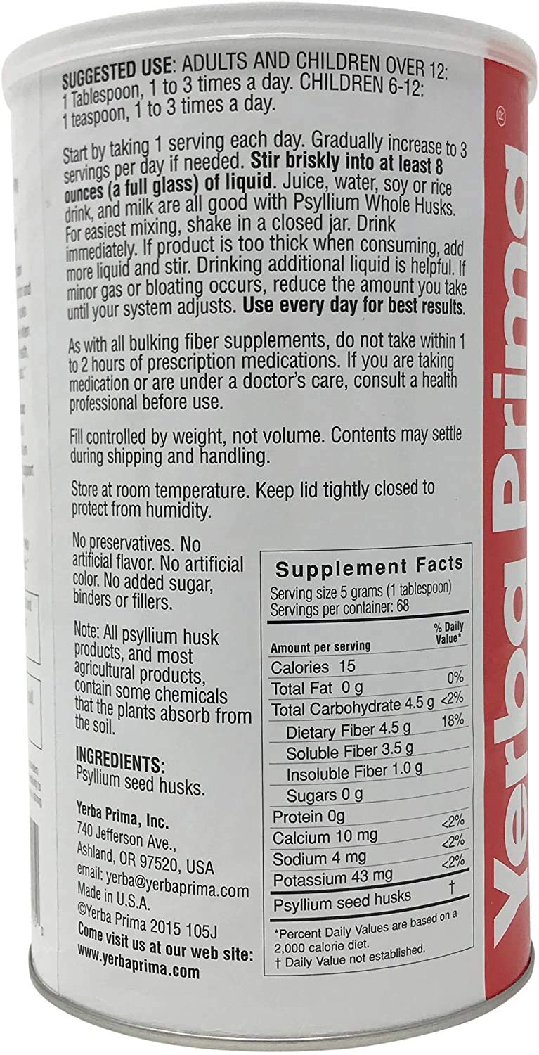 Préparation Yerba Prima psyllium prête à être mélangée avec une boisson.