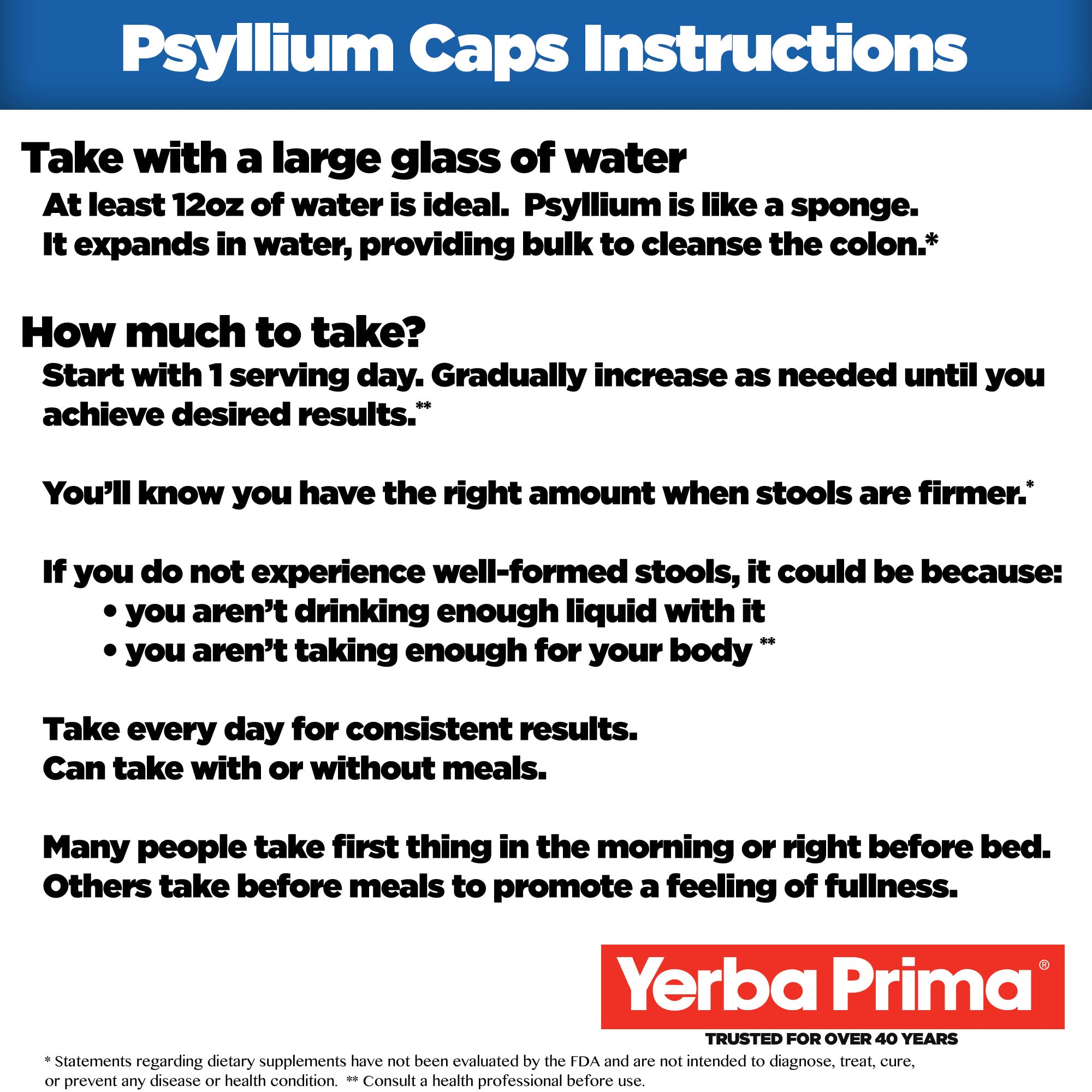 Yerba Prima Psyllium Husk Capsules - pratique pour le quotidien et la régularité potentielle.