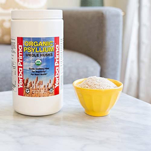 Yerba Prima Psyllium Husks grains naturels, source de fibres pour digestion légère.