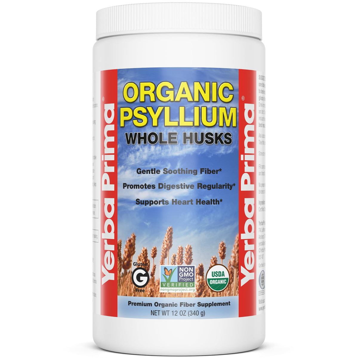 Yerba Prima psyllium-husks-bocal: fibre naturelle pour la régularité.