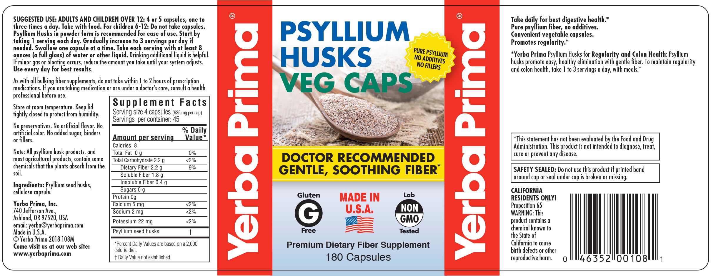 Yerba Prima Psyllium Husks, mélange facile dans une boisson quotidienne.