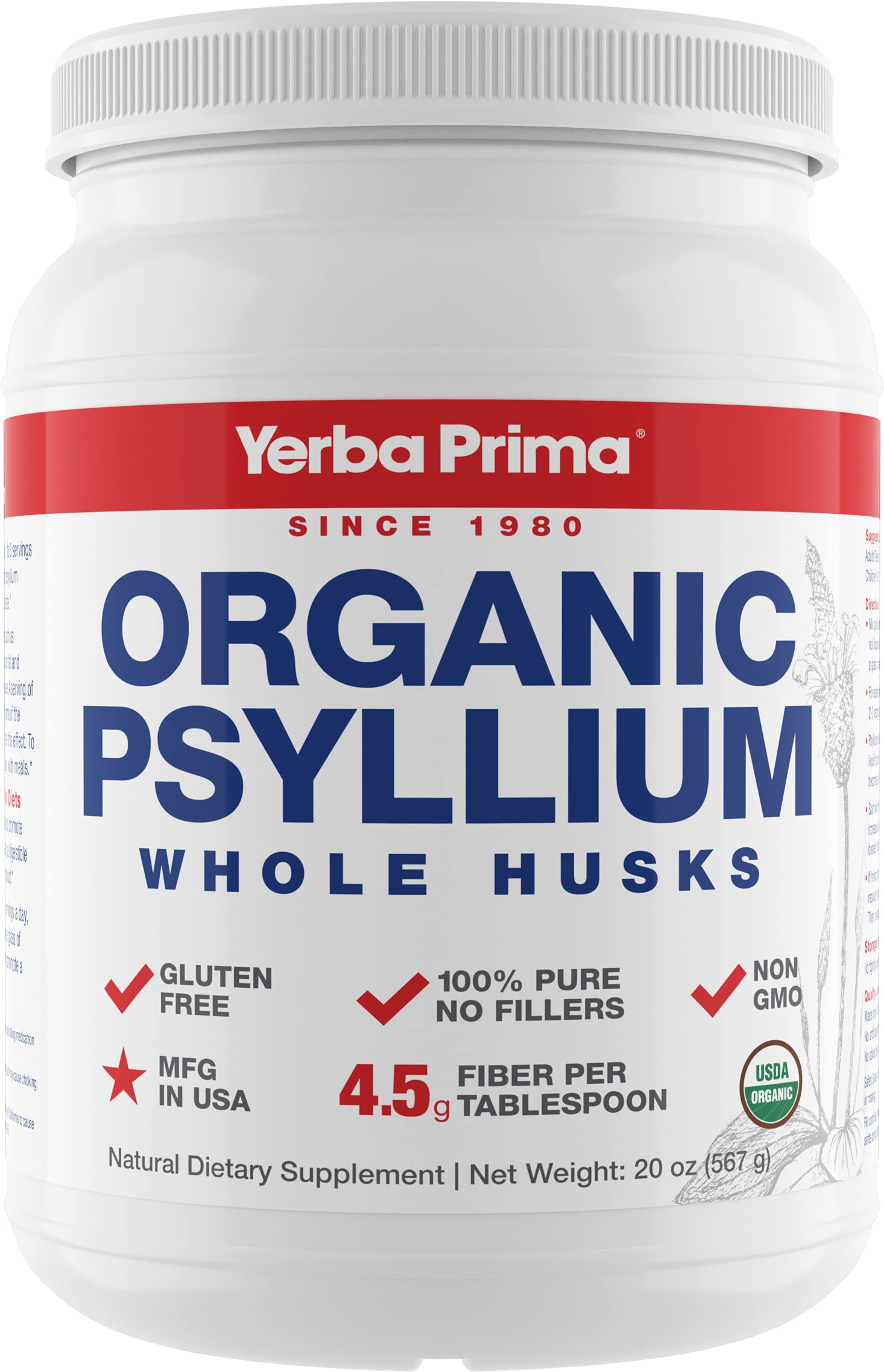 Poudre brute de psyllium Yerba Prima pour fibre quotidienne