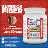 Flacon Yerba Prima Psyllium, étiquette végan, sans gluten et sans OGM