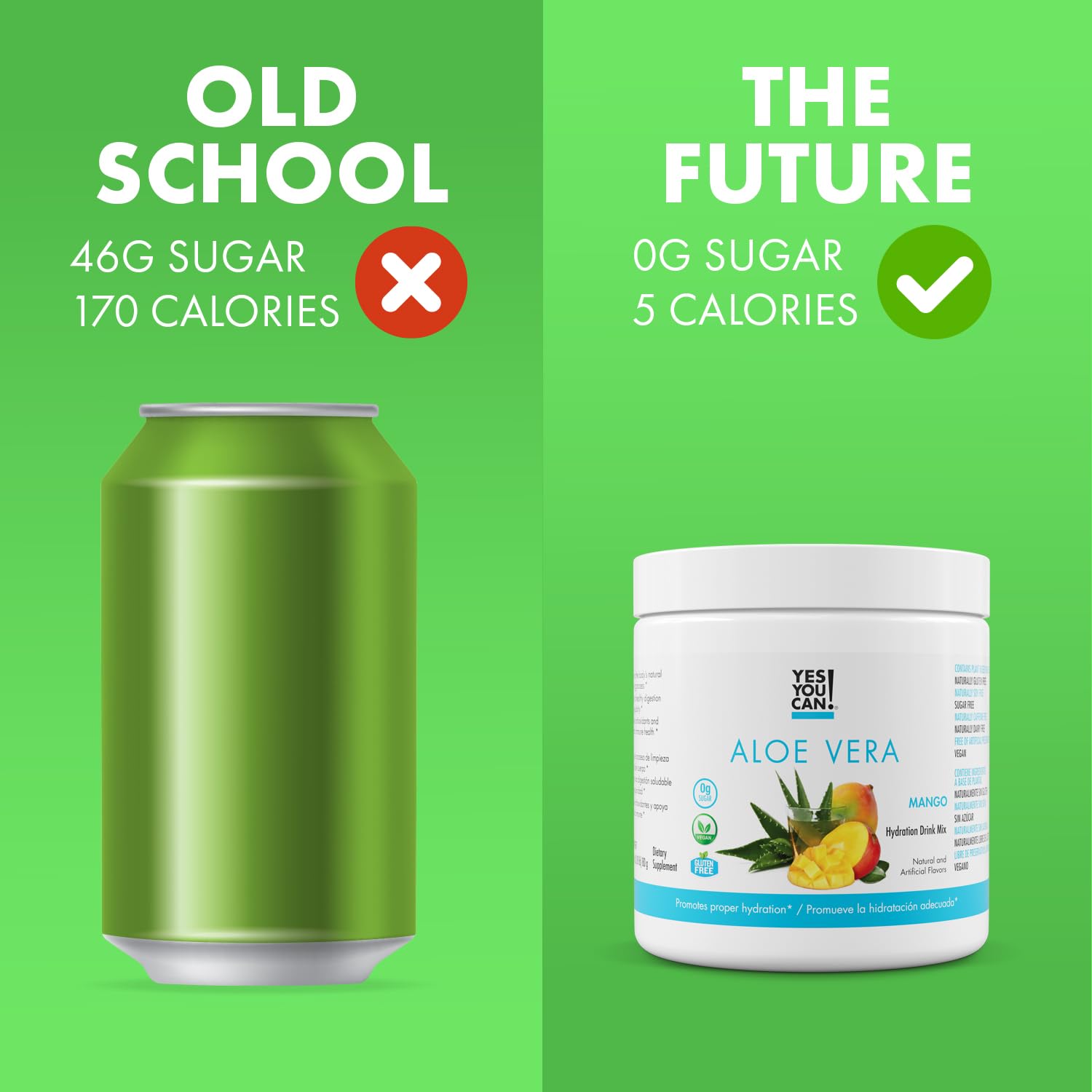 Yes You Can! Aloe Vera Poudre: eau fraîche frappée après l'exercice.