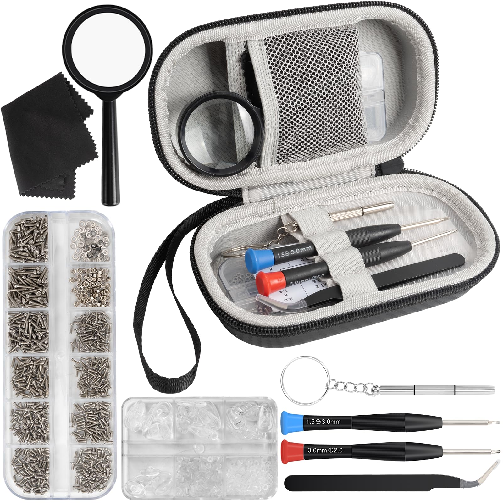 Kit Yewltvep pour lunettes avec vis et étui, prêt à l’emploi.