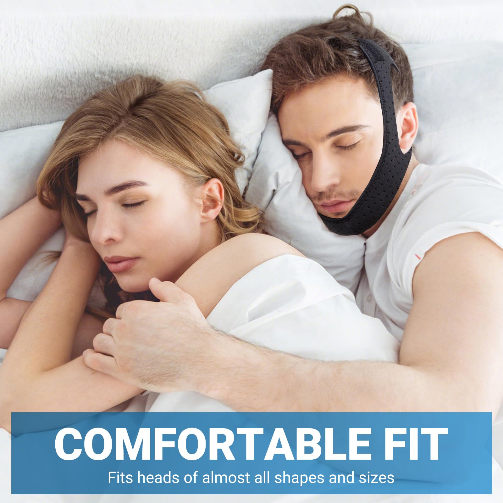 Bandeau menton YeyHaiza, compatibilité CPAP pour le sommeil.