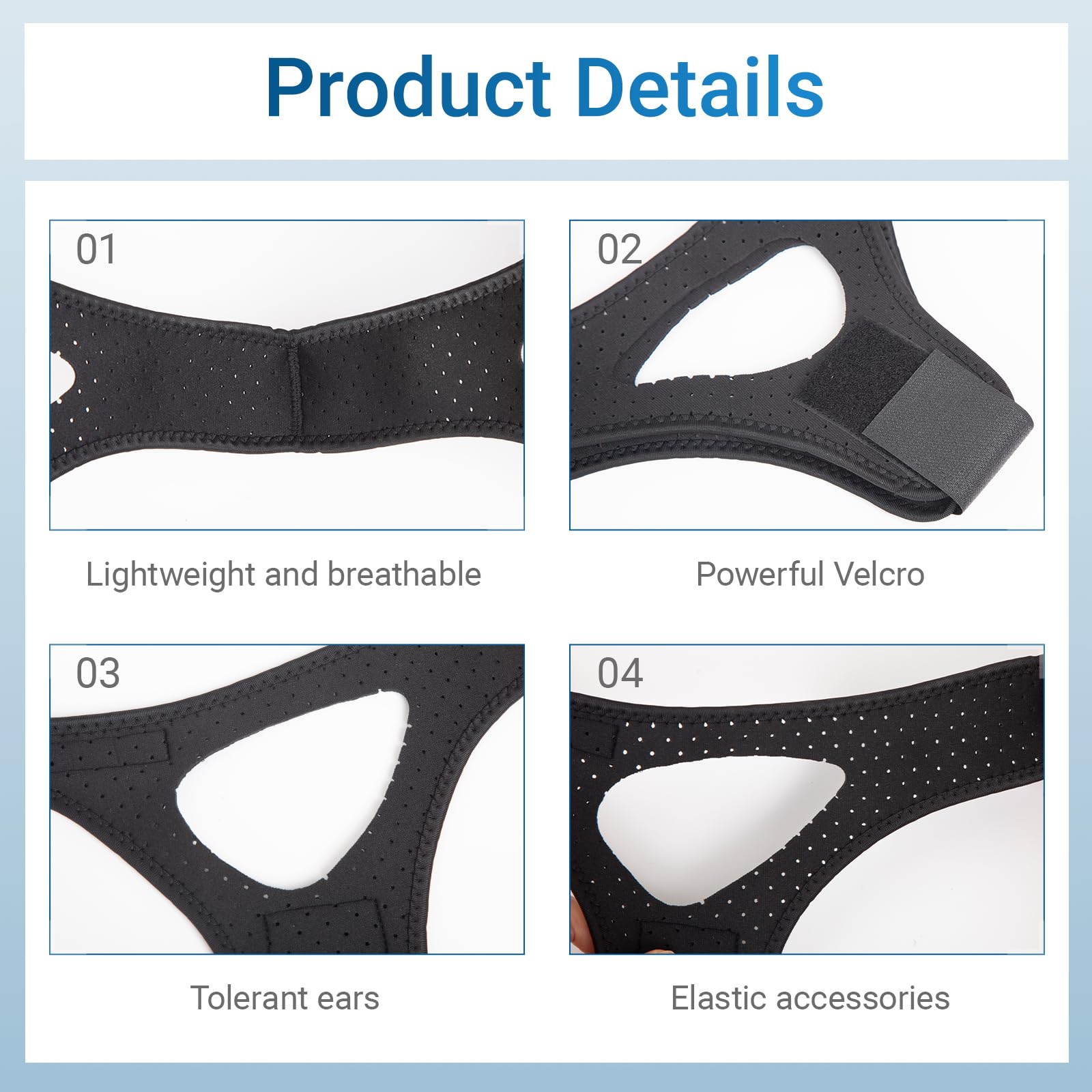 Bandeau menton YeyHaiza, respiration facilitée pendant le sommeil.