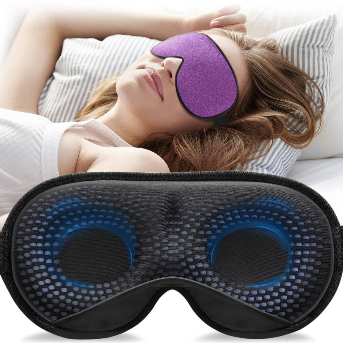 YFONG masque-poids 3D bloque lumière pour sommeil profond.