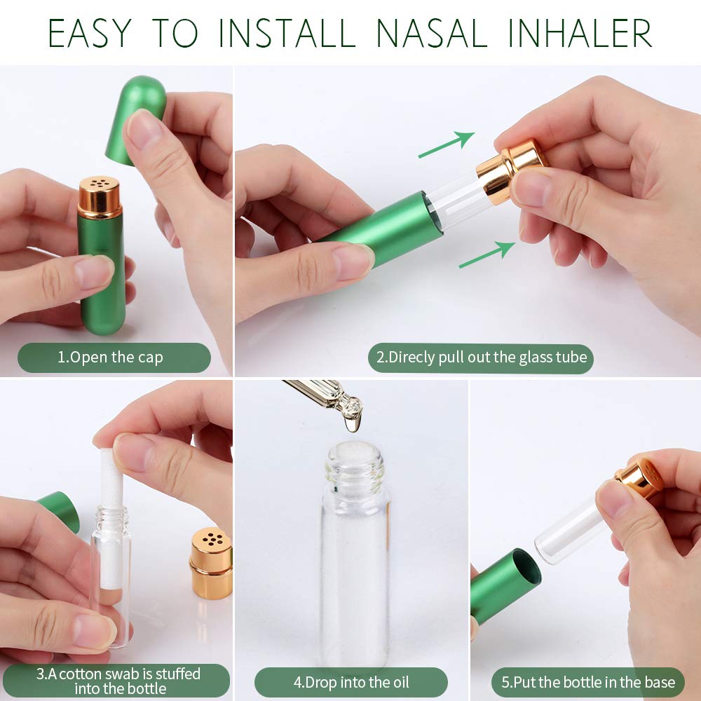 Inhalateur nasal YGDZ noir en aluminium et verre, sans plastique