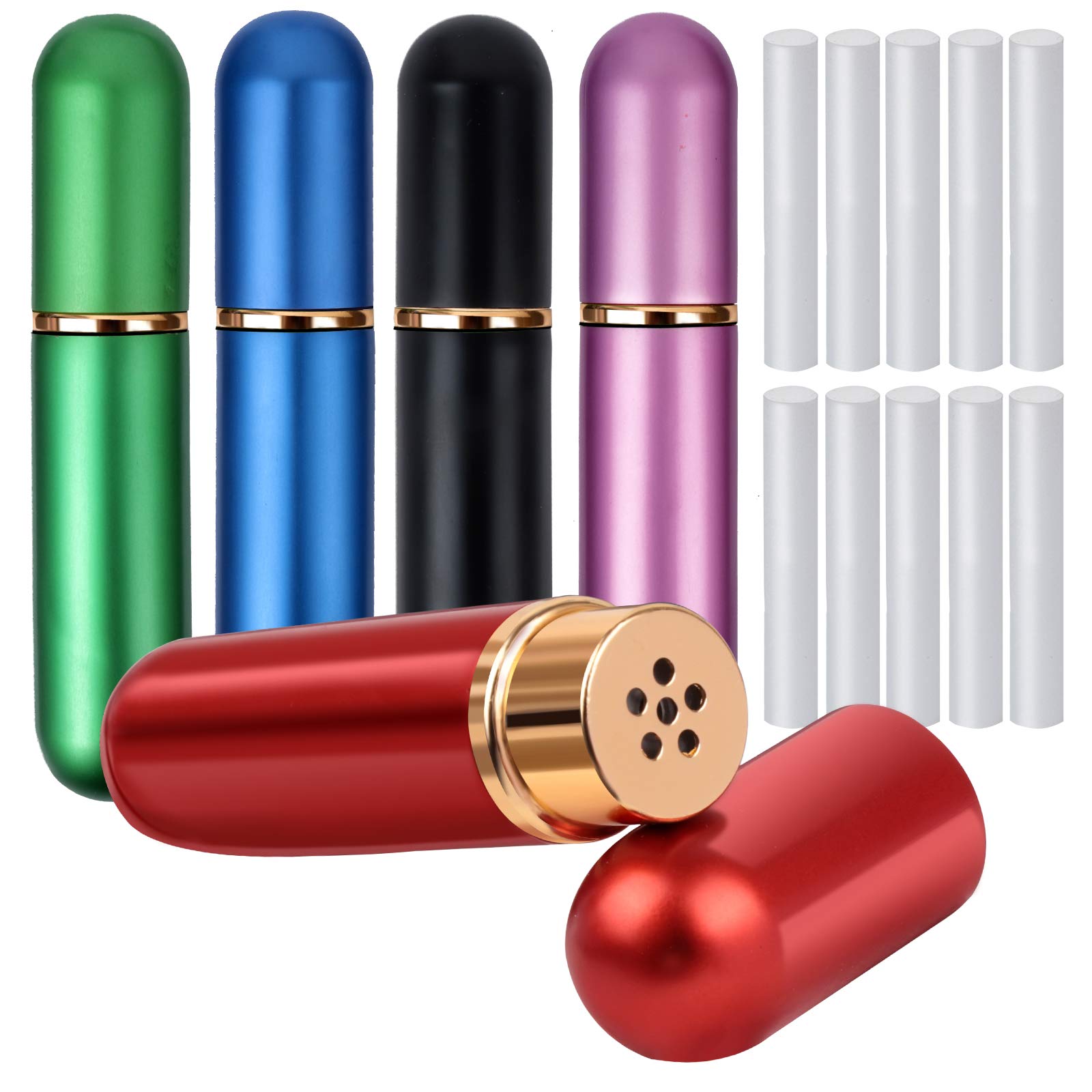 Inhalateur nasal YGDZ rouge en aluminium et verre, pratique en déplacement