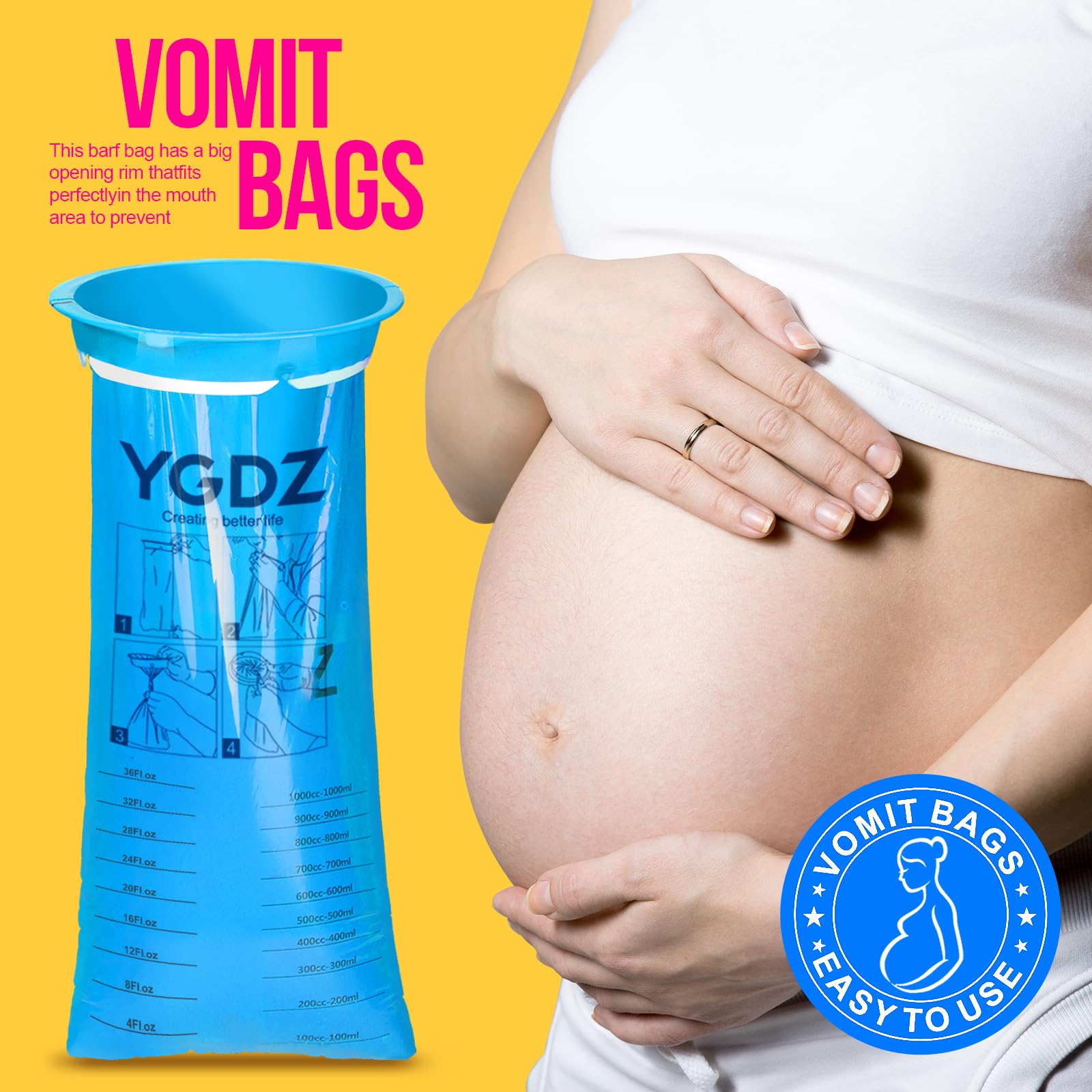Sacs vomi YGDZ adaptés pour adultes et enfants lors des déplacements.