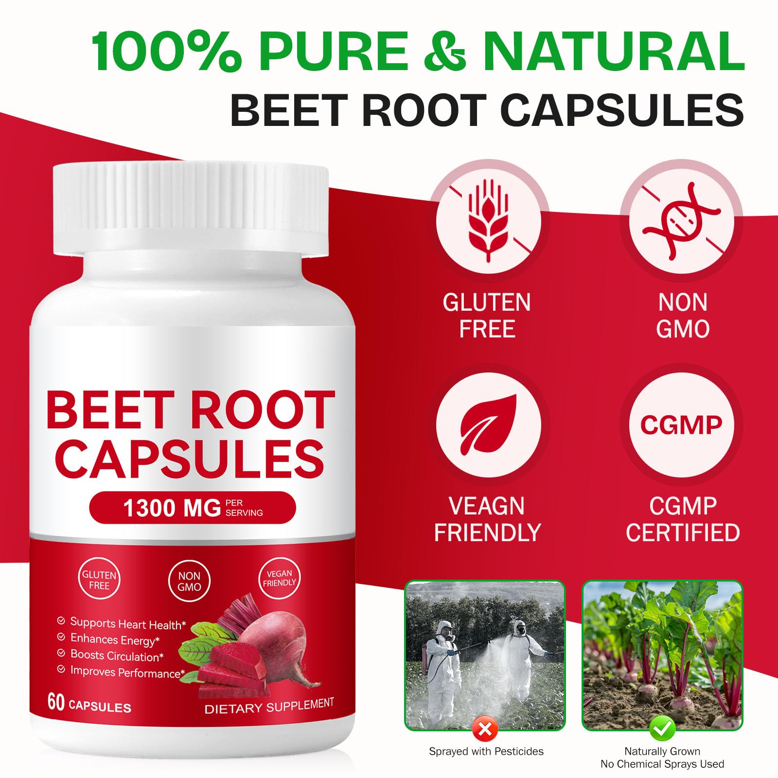 Étiquette YHFGTTIO Betterave bio, formule propre adaptée aux régimes sensibles.
