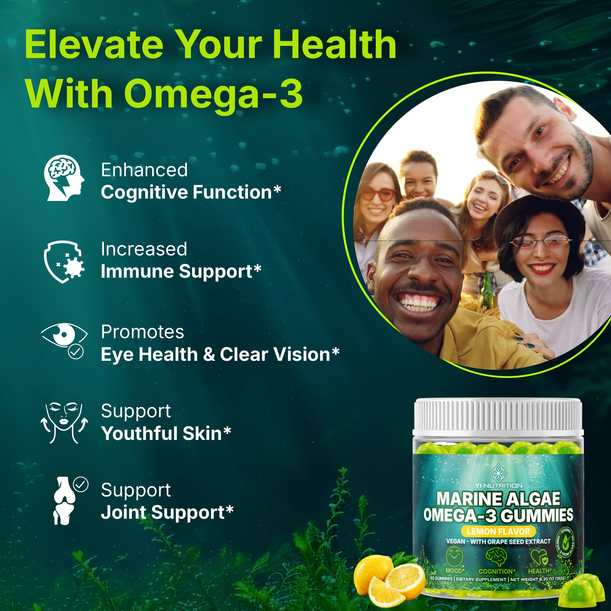 Yi Nutrition Gommes Omega3 sans sucre image: consommation quotidienne sans sucre.