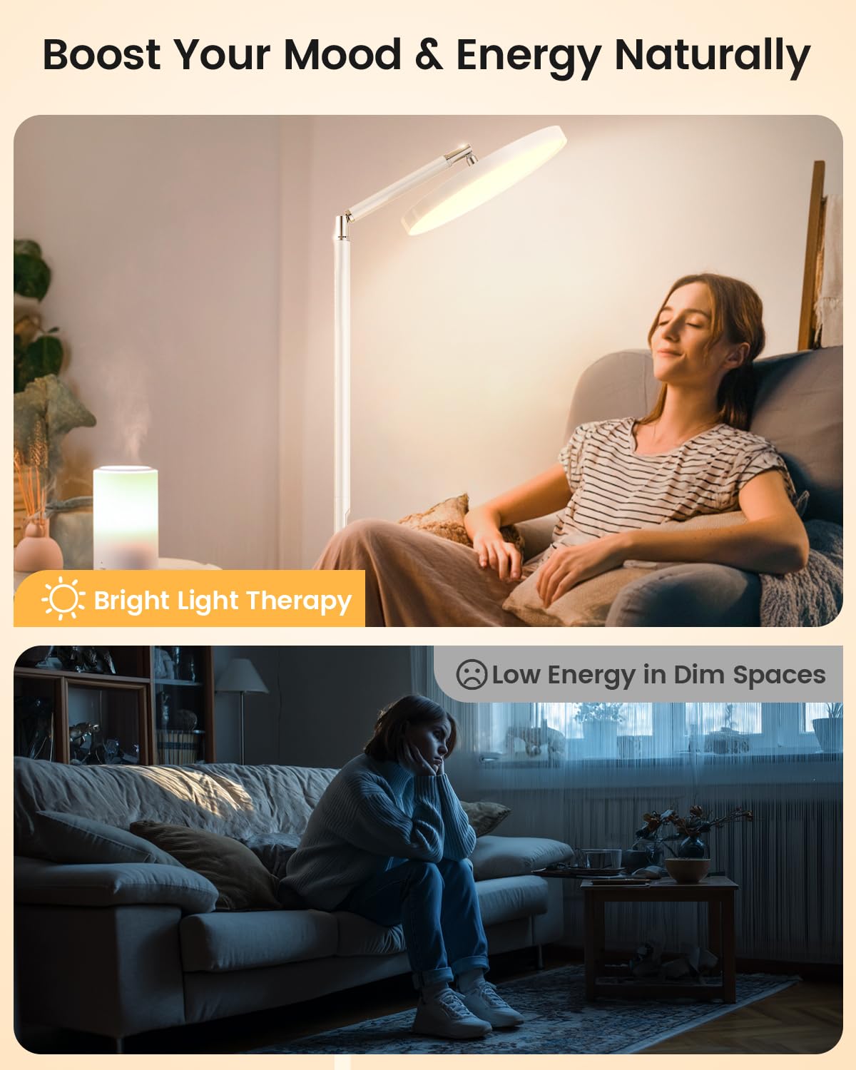 Lampe Yikola Sol sans UV offre une lumière naturelle et sécurisée pour les yeux.