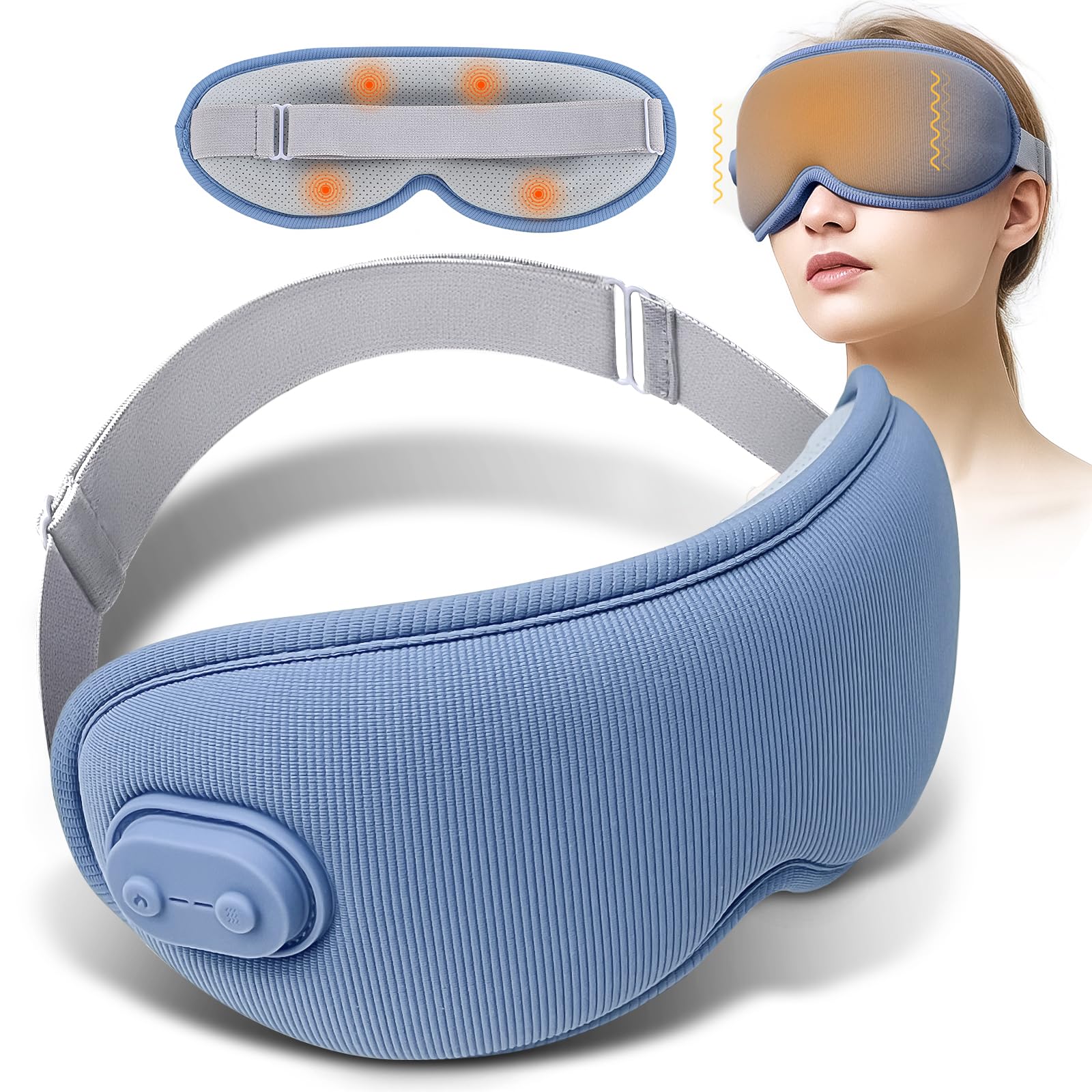 Masque yeux chauffant sans fil Yincook, chaleur apaisante et massage léger