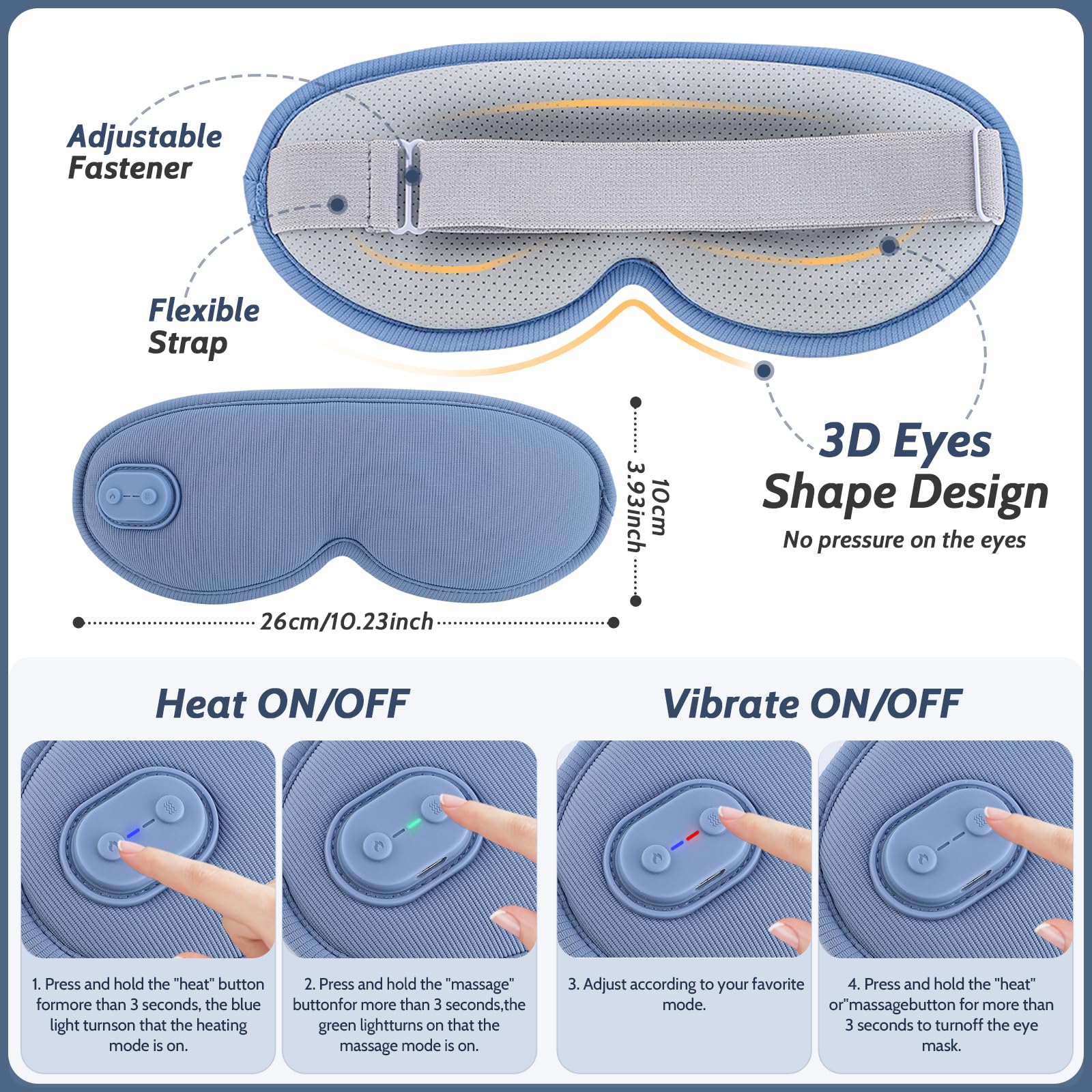 Yincook masque yeux chauffant, vibration relaxante pour fatigue oculaire
