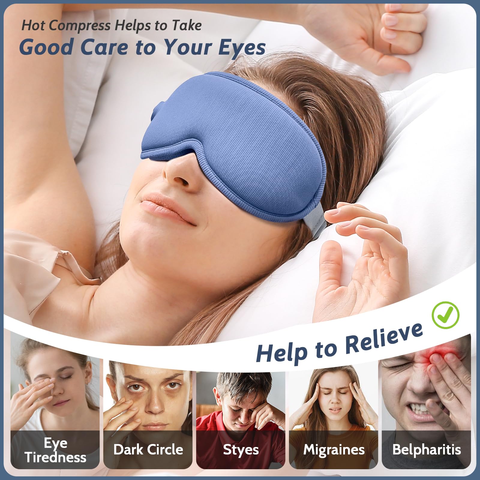 Cinq modes de massage du masque Yincook ciblant fatigue oculaire et gonflement